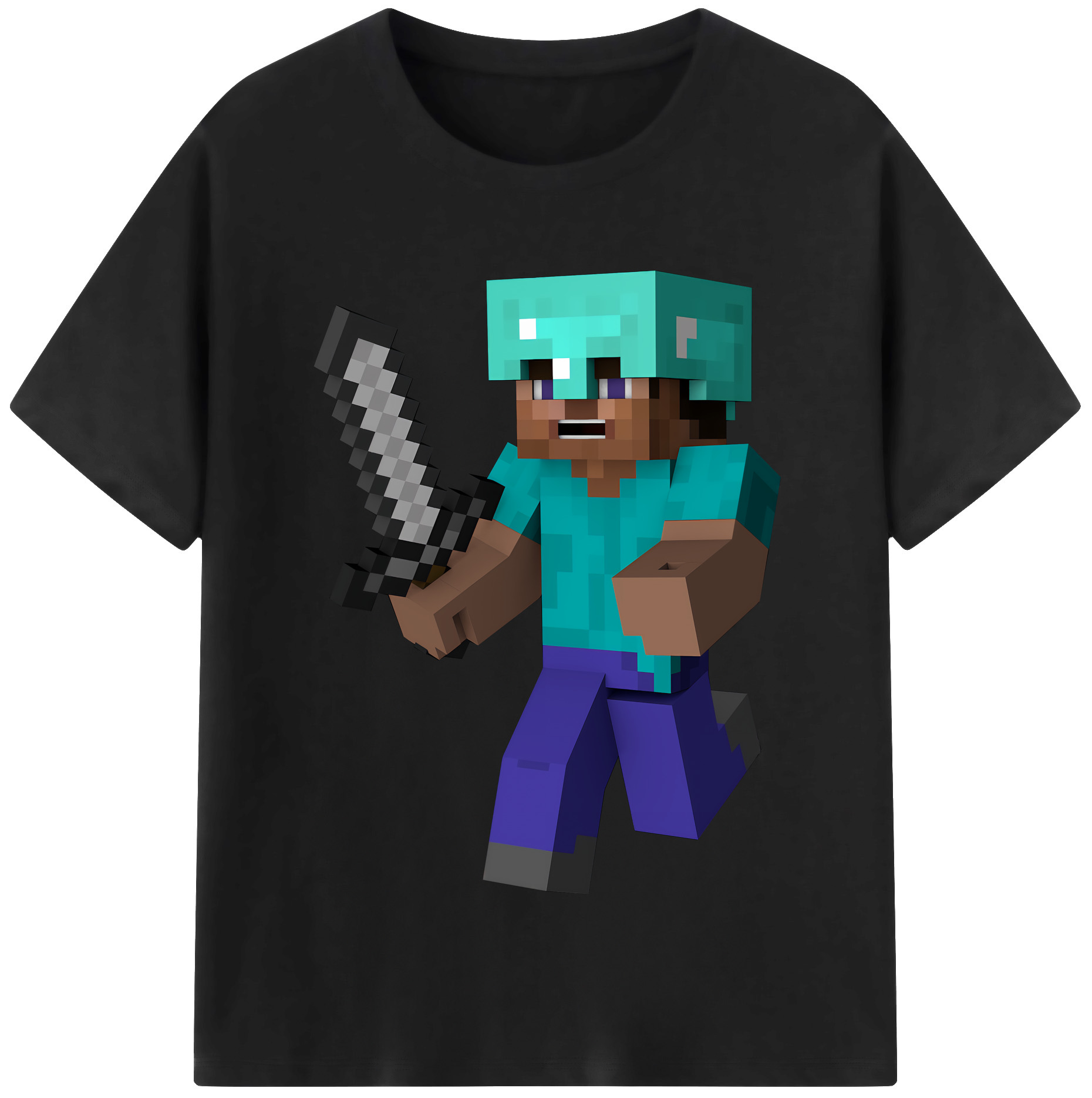 （画像用） マインクラフト ブロックの世界 Minecraft MC Block world 綿100％半袖Tシャツ（フロントプリント）