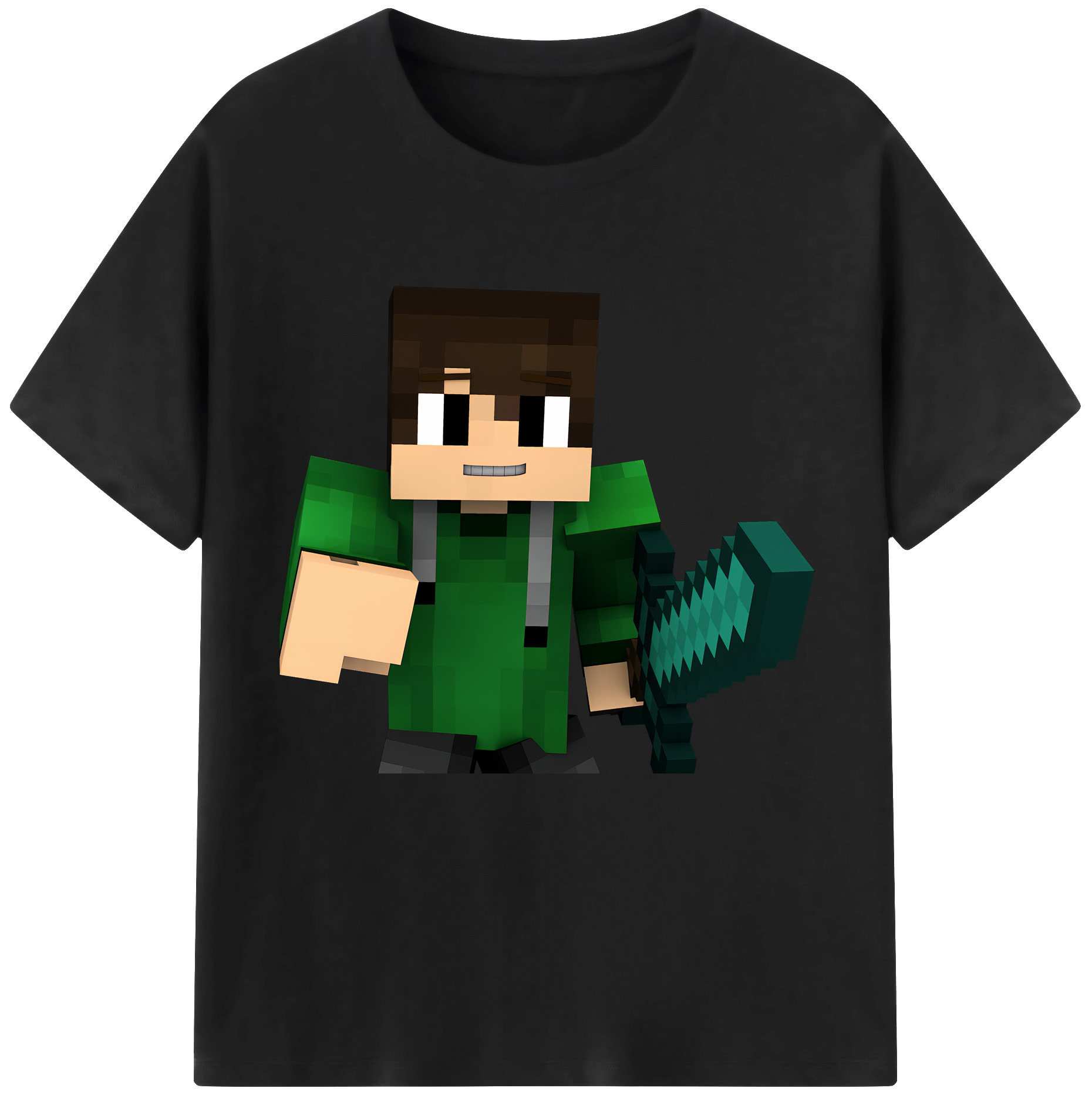 （画像用） マインクラフト ブロックの世界 Minecraft MC Block world 綿100％半袖Tシャツ（フロントプリント）