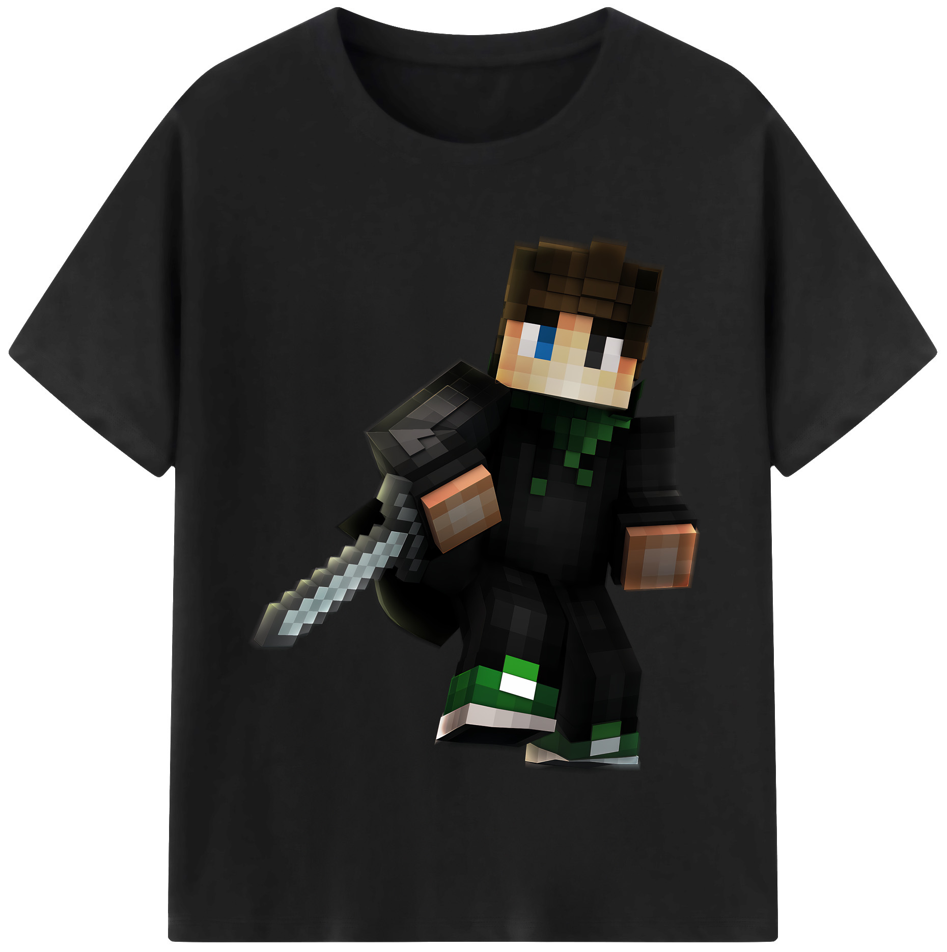 （画像用） マインクラフト ブロックの世界 Minecraft MC Block world 綿100％半袖Tシャツ（フロントプリント）