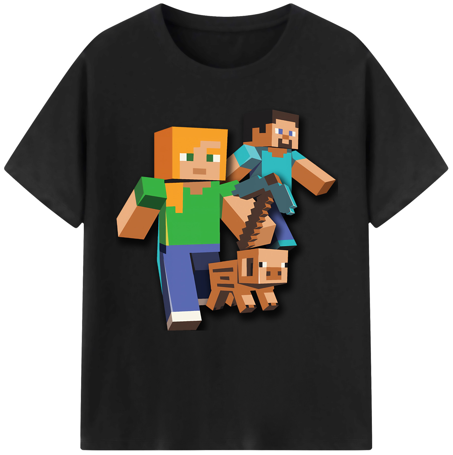 （画像用） マインクラフト ブロックの世界 Minecraft MC Block world 綿100％半袖Tシャツ（フロントプリント）