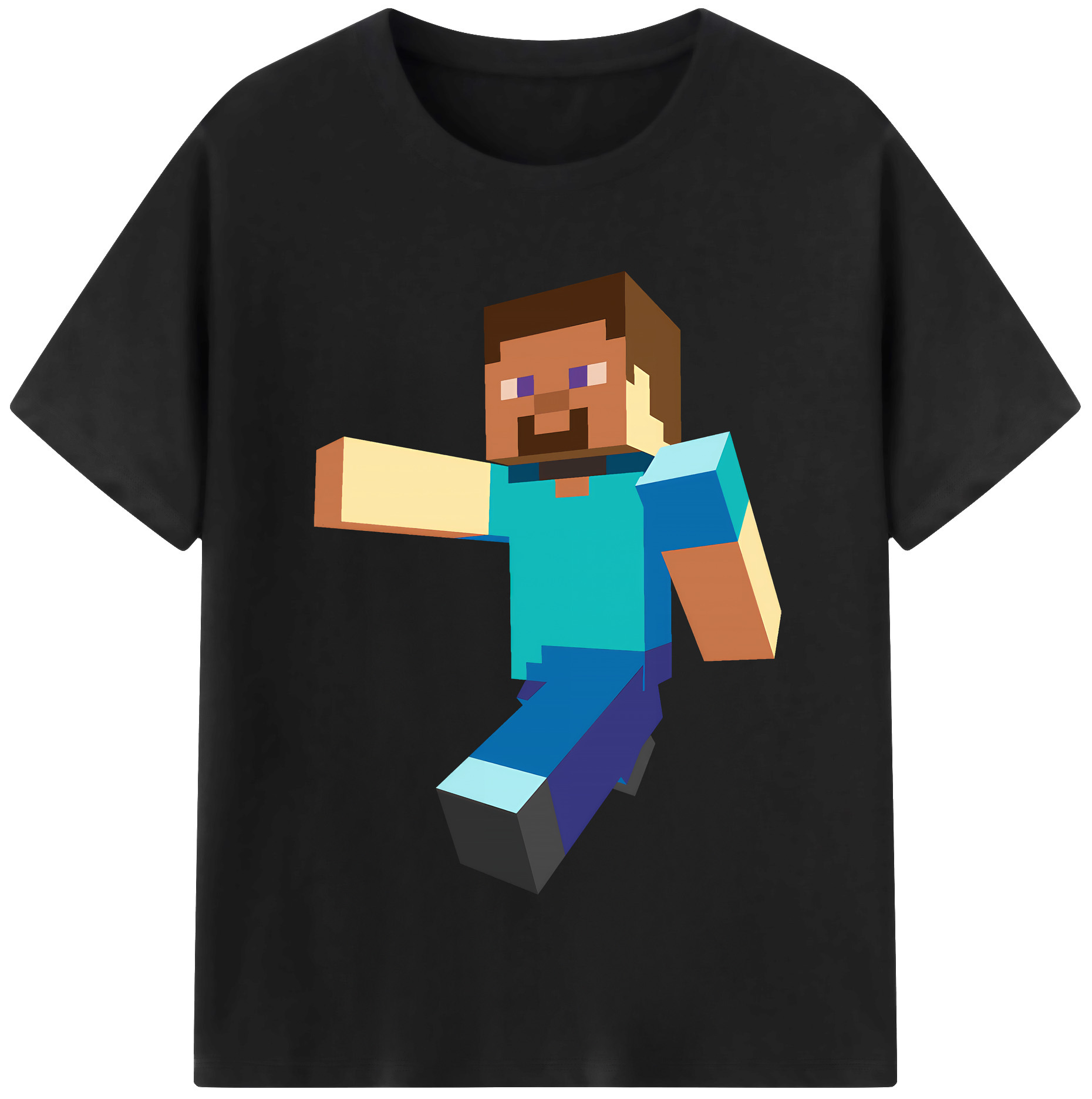 （画像用） マインクラフト ブロックの世界 Minecraft MC Block world 綿100％半袖Tシャツ（フロントプリント）