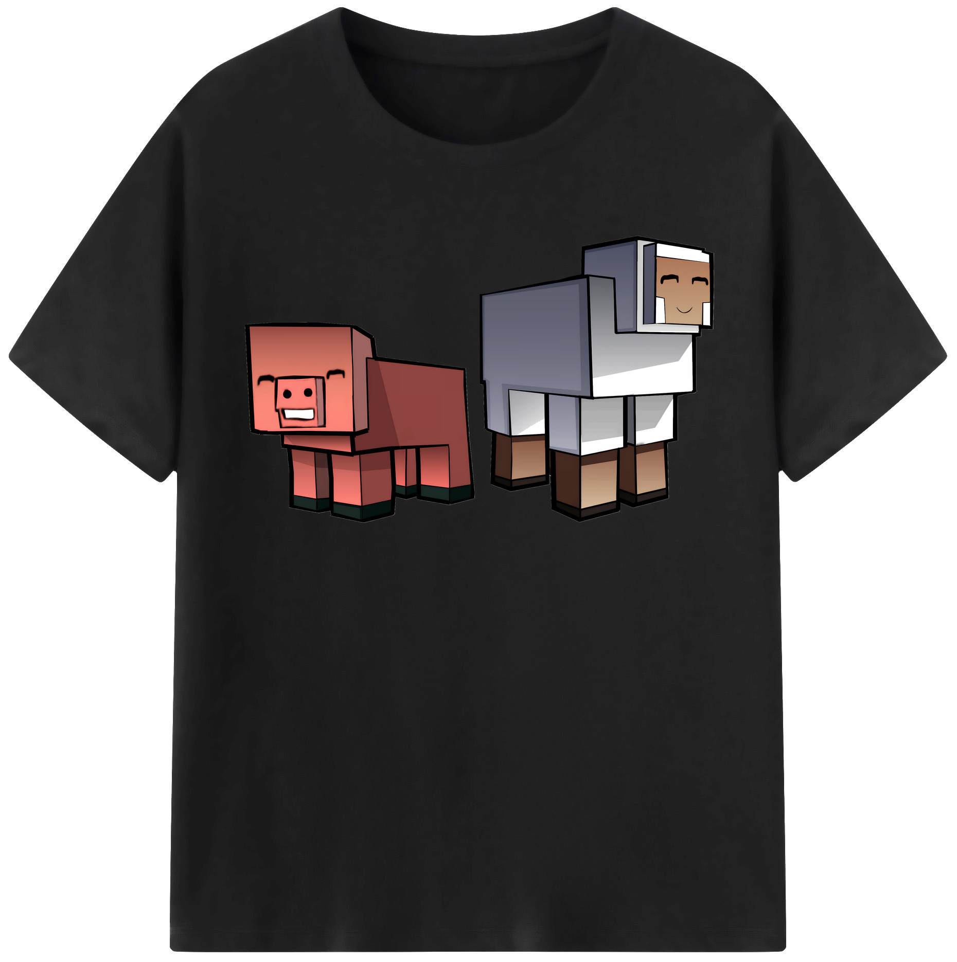 （画像用） マインクラフト ブロックの世界 Minecraft MC Block world 綿100％半袖Tシャツ（フロントプリント）