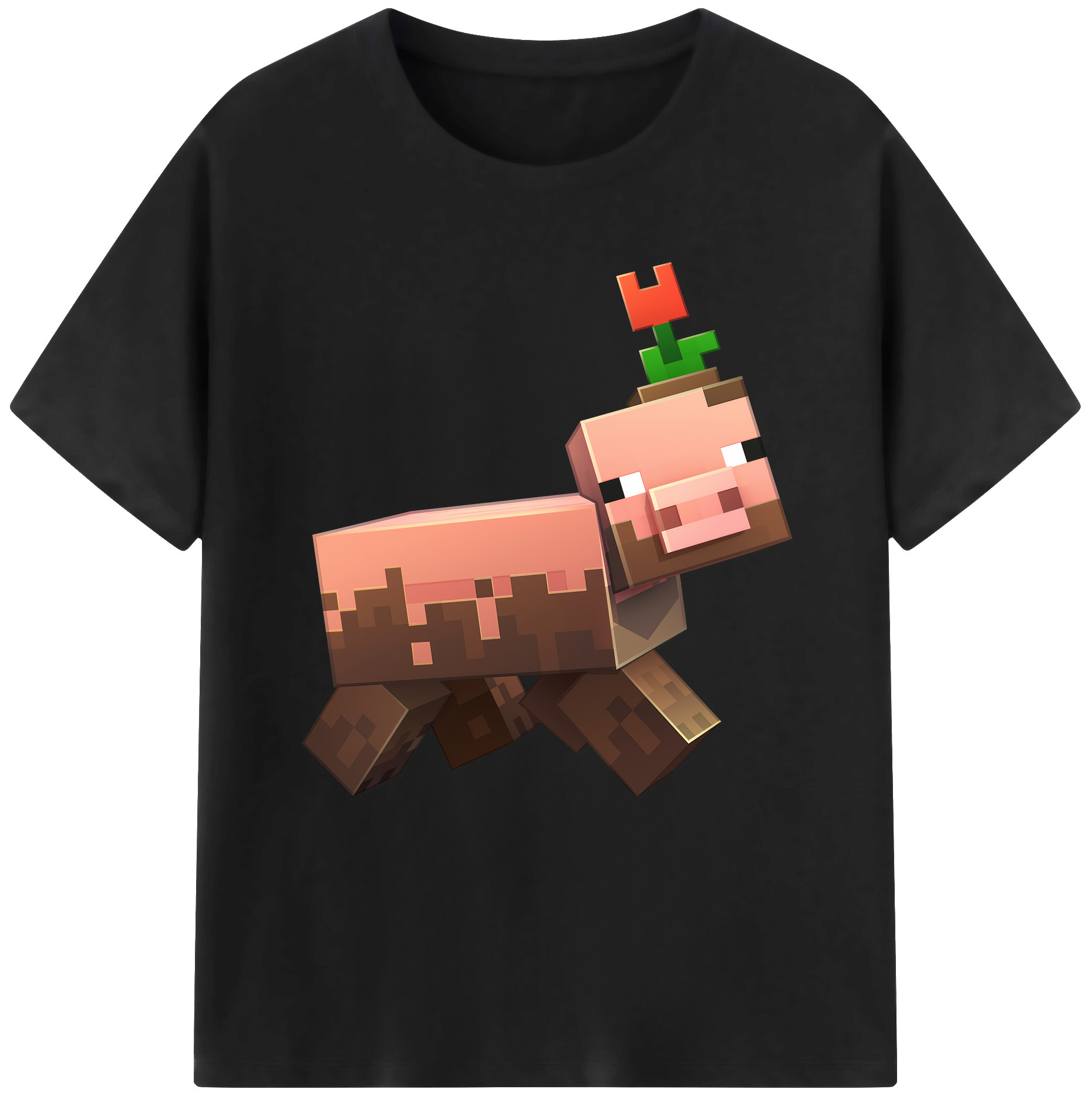 （画像用） マインクラフト ブロックの世界 Minecraft MC Block world 綿100％半袖Tシャツ（フロントプリント）