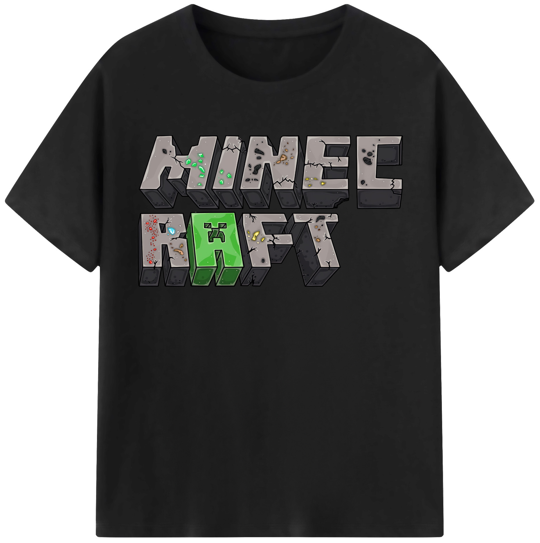 （画像用） マインクラフト ブロックの世界 Minecraft MC Block world 綿100％半袖Tシャツ（フロントプリント）