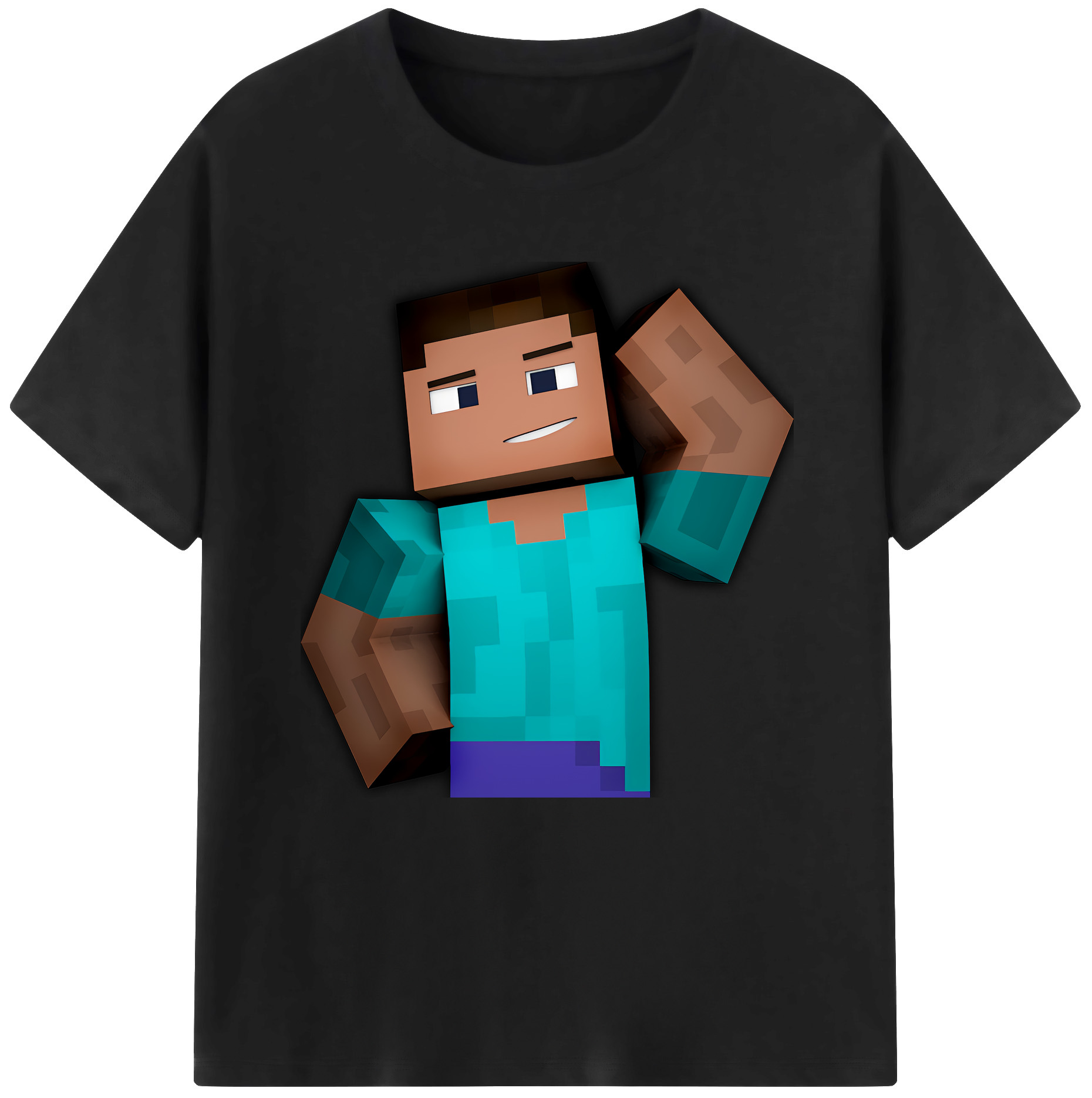 （画像用） マインクラフト ブロックの世界 Minecraft MC Block world 綿100％半袖Tシャツ（フロントプリント）