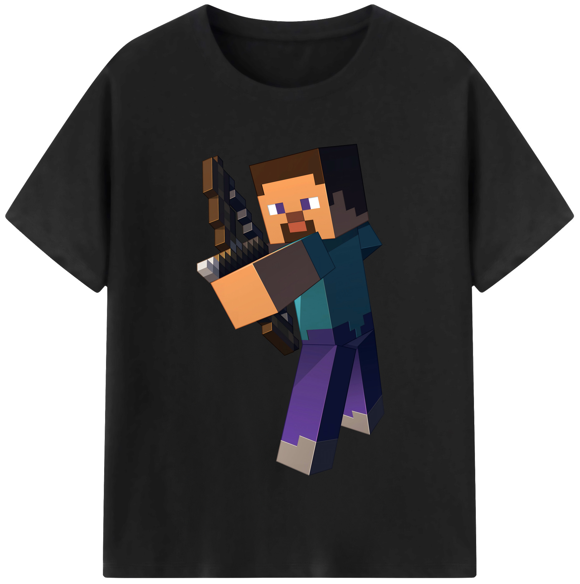 （画像用） マインクラフト ブロックの世界 Minecraft MC Block world 綿100％半袖Tシャツ（フロントプリント）