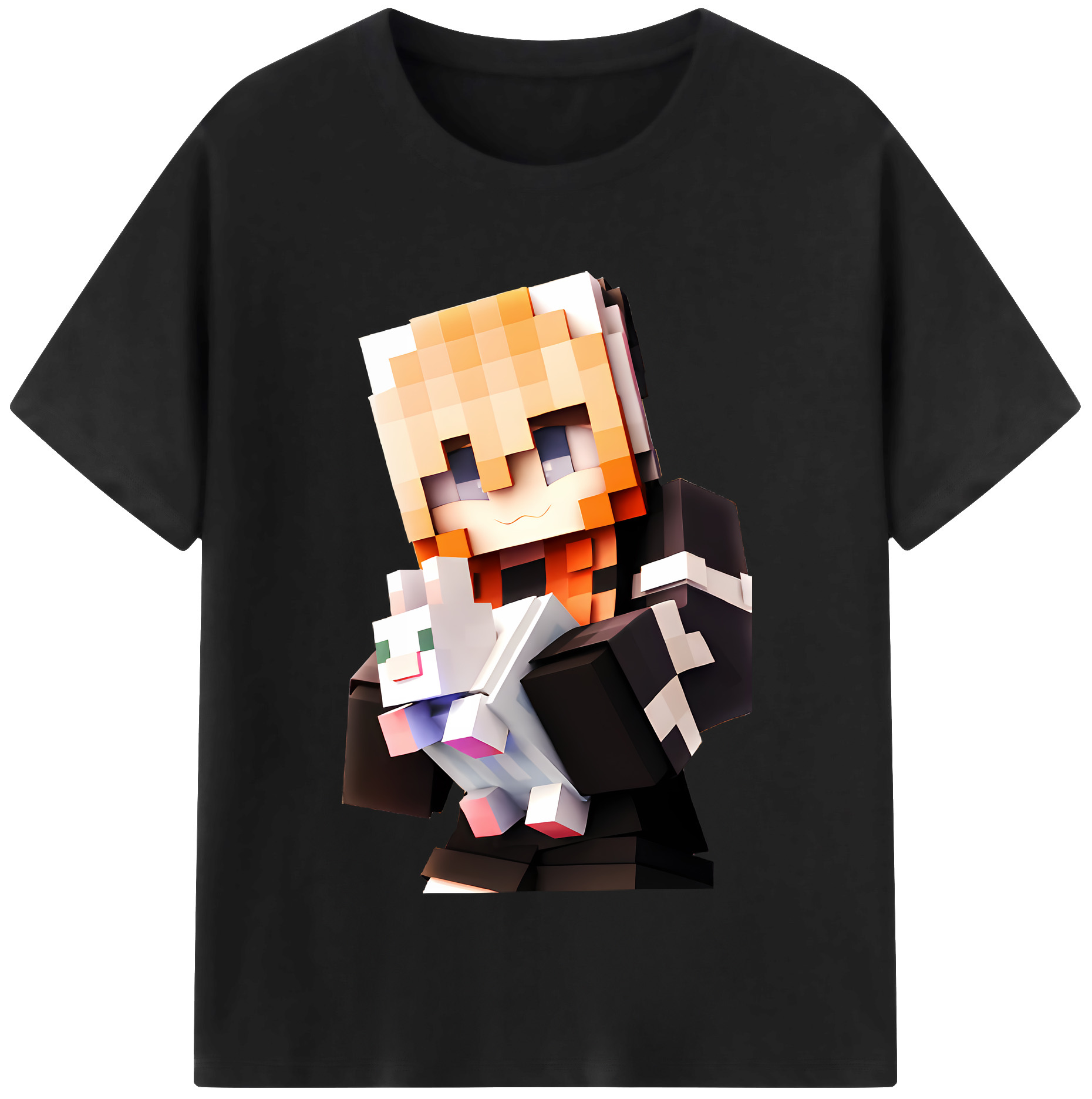 （画像用） マインクラフト ブロックの世界 Minecraft MC Block world 綿100％半袖Tシャツ（フロントプリント）