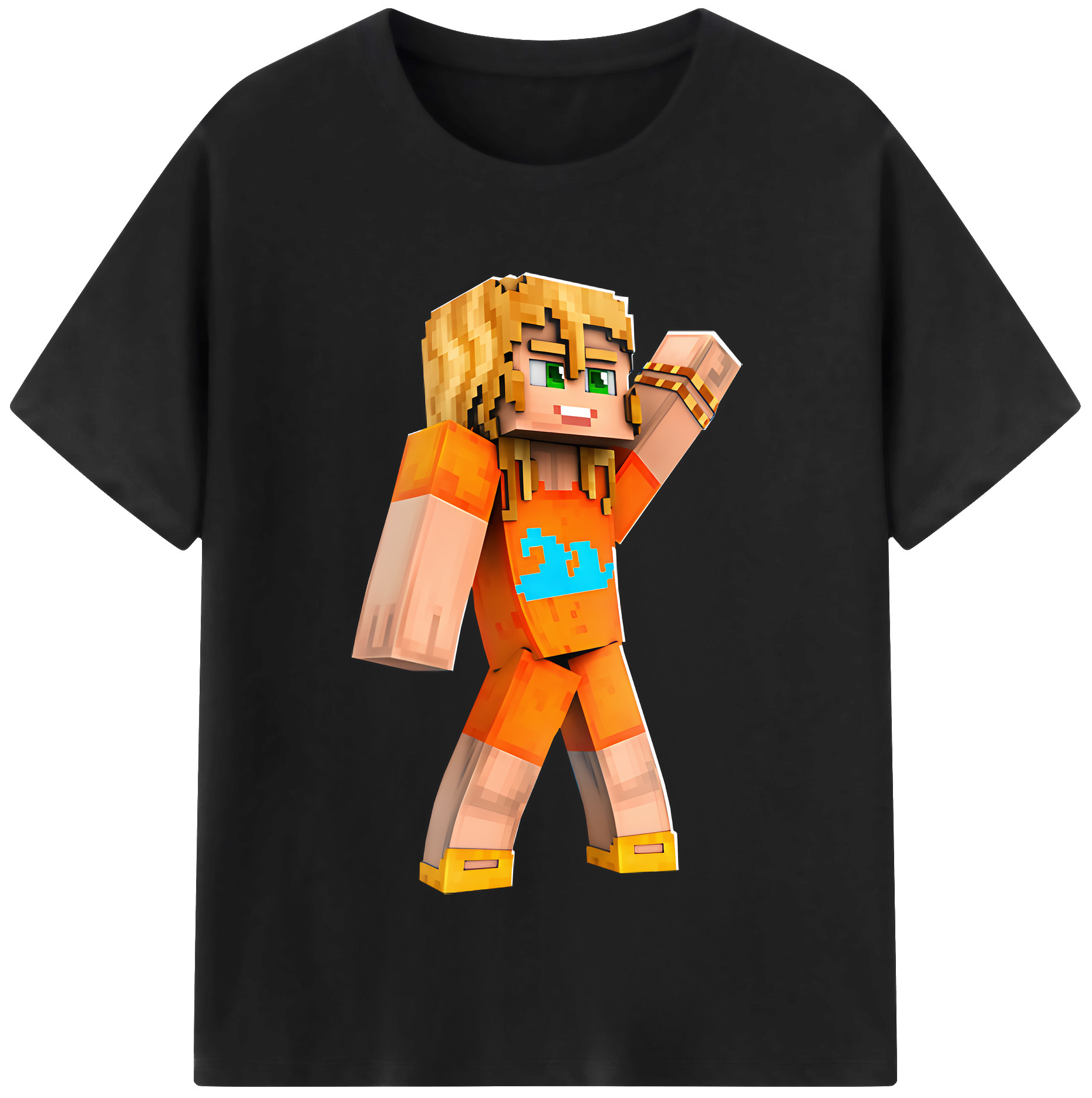 （画像用） マインクラフト ブロックの世界 Minecraft MC Block world 綿100％半袖Tシャツ（フロントプリント）