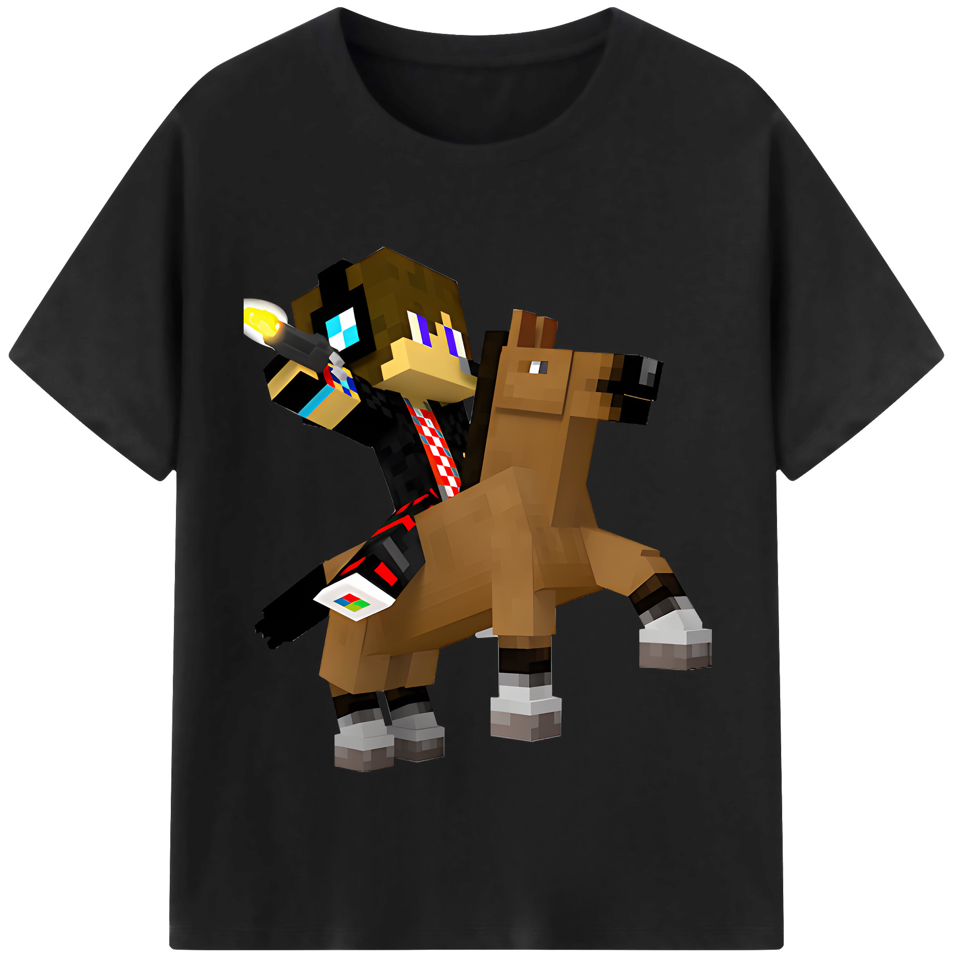 （画像用） マインクラフト ブロックの世界 Minecraft MC Block world 綿100％半袖Tシャツ（フロントプリント）