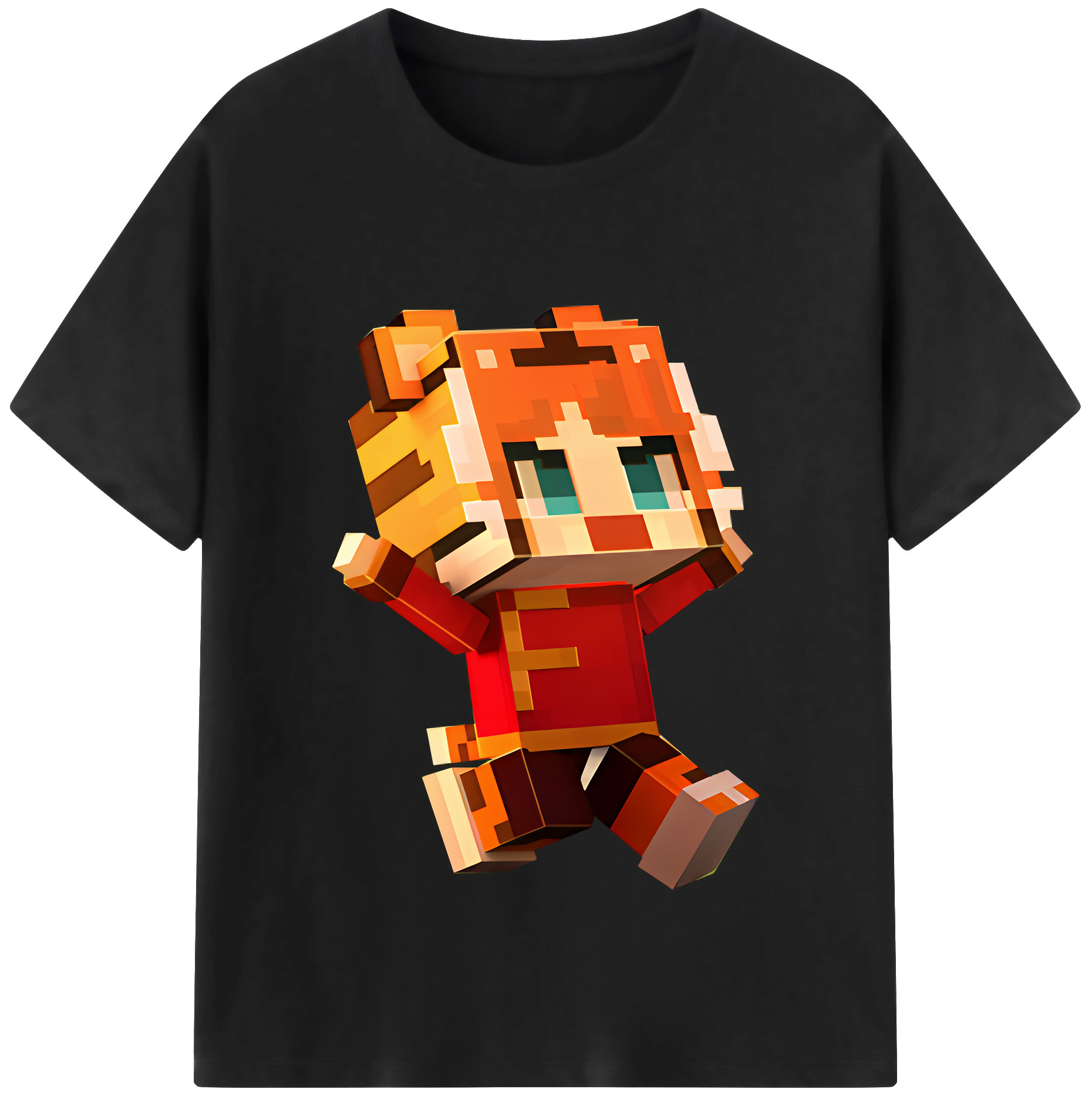 （画像用） マインクラフト ブロックの世界 Minecraft MC Block world 綿100％半袖Tシャツ（フロントプリント）