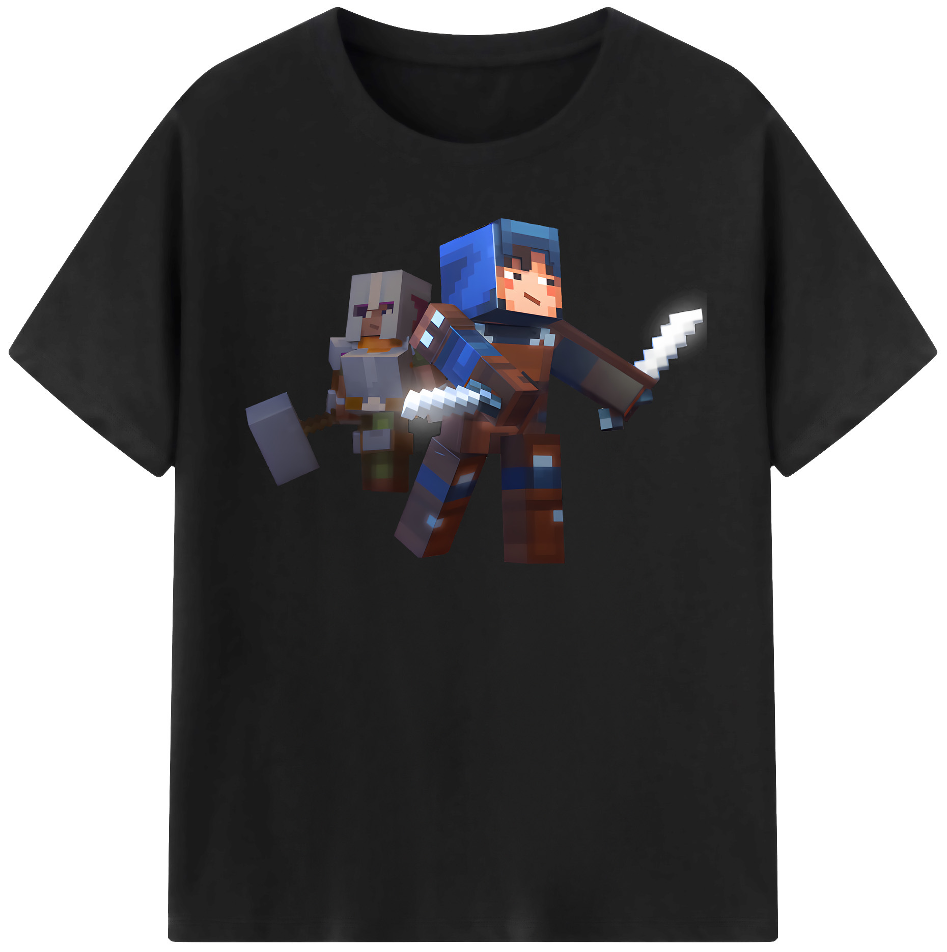 （画像用） マインクラフト ブロックの世界 Minecraft MC Block world 綿100％半袖Tシャツ（フロントプリント）