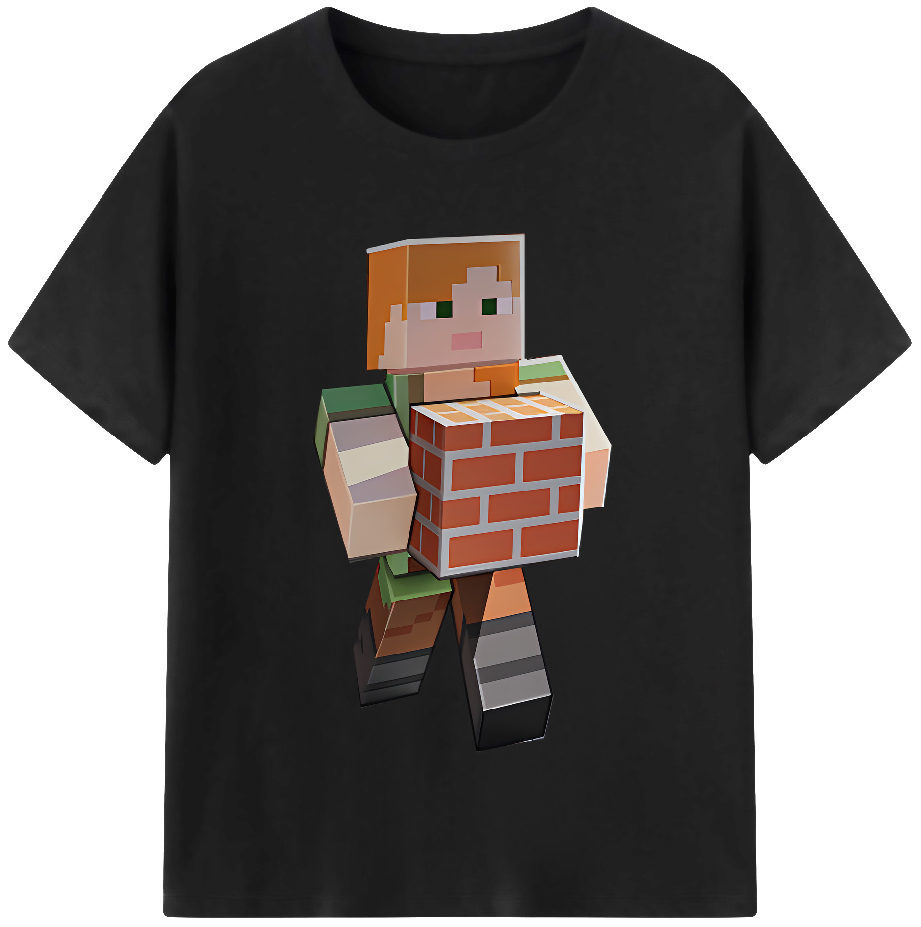 （画像用） マインクラフト ブロックの世界 Minecraft MC Block world 綿100％半袖Tシャツ（フロントプリント）