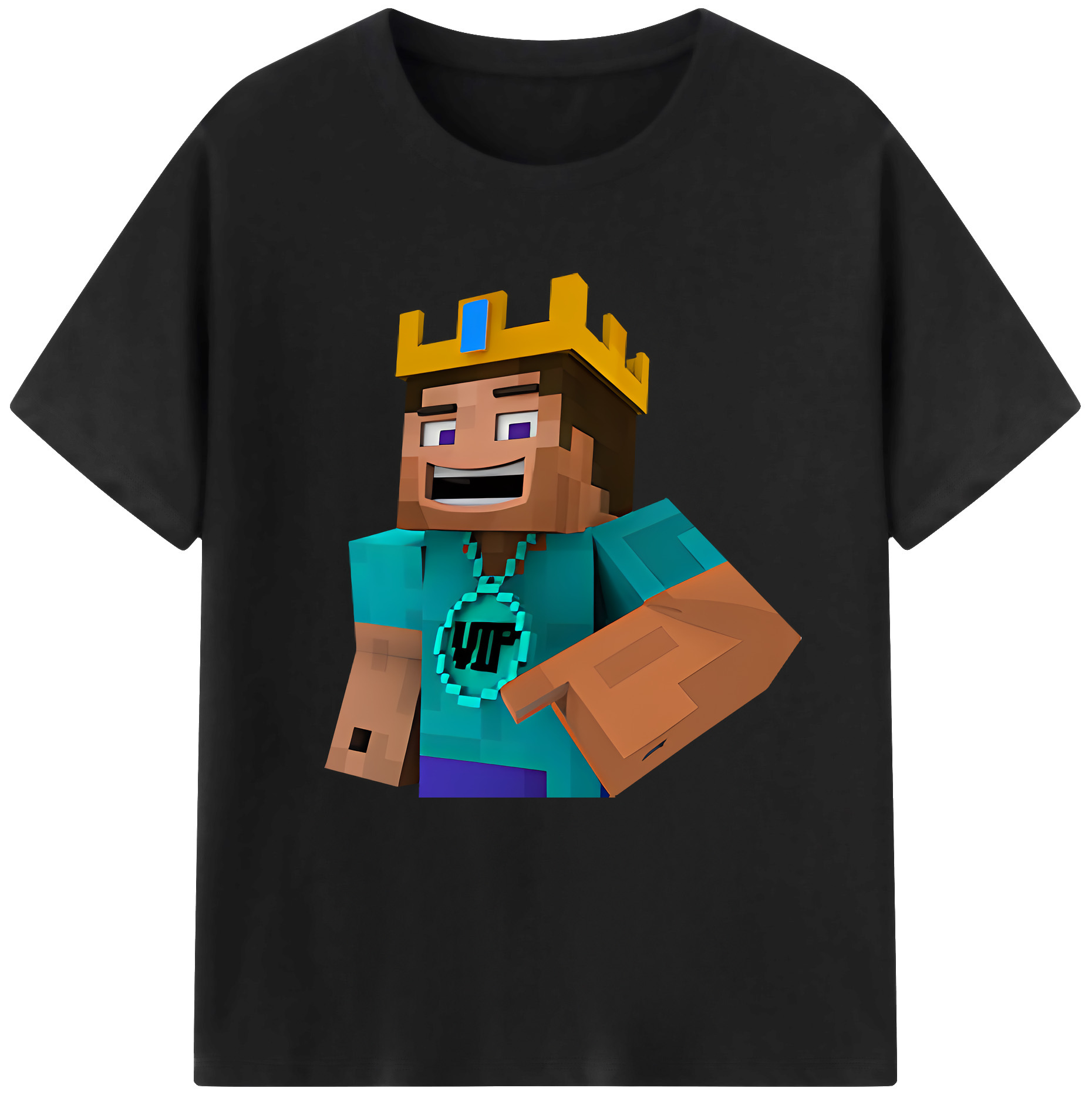 （画像用） マインクラフト ブロックの世界 Minecraft MC Block world 綿100％半袖Tシャツ（フロントプリント）