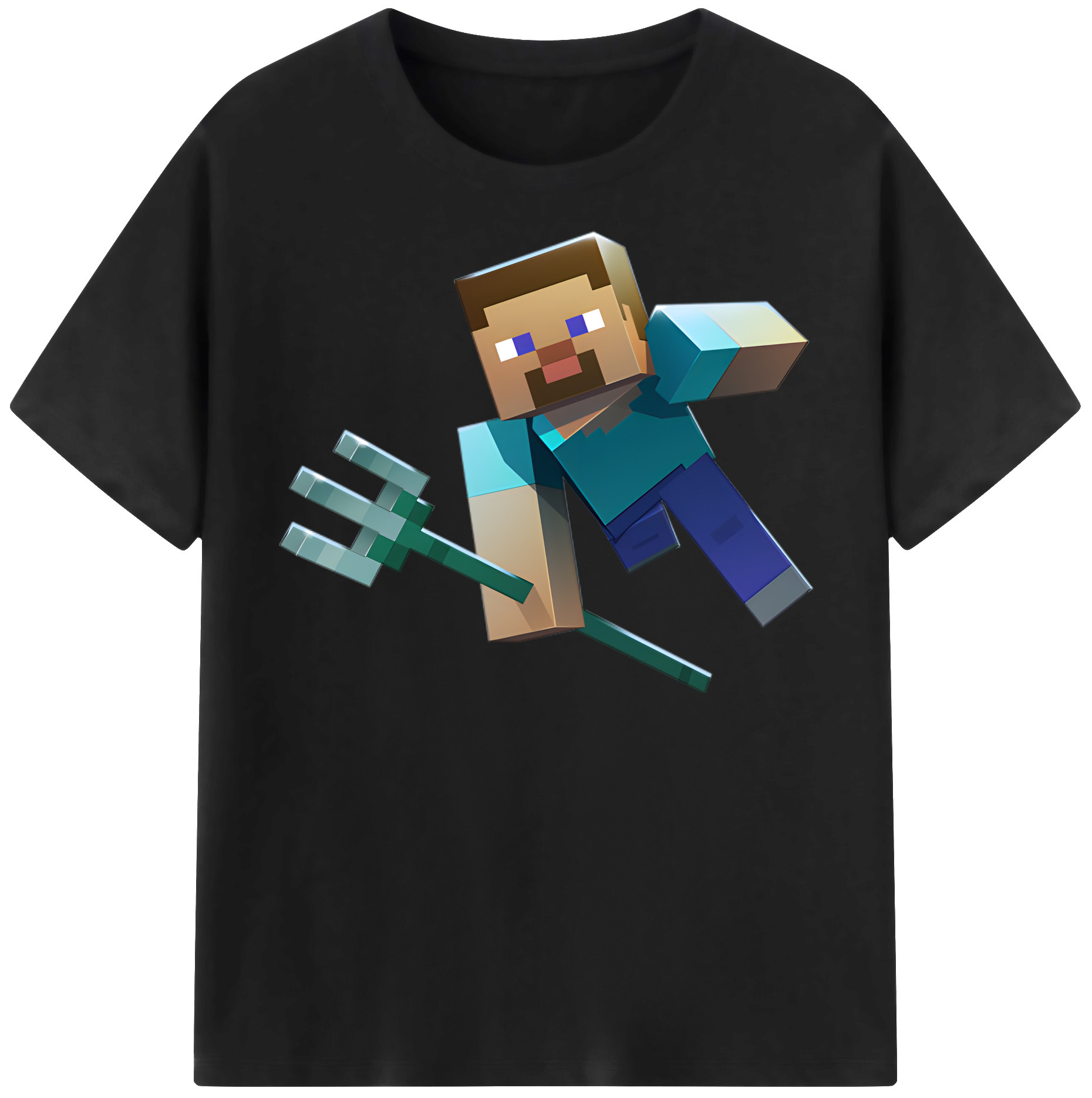 （画像用） マインクラフト ブロックの世界 Minecraft MC Block world 綿100％半袖Tシャツ（フロントプリント）