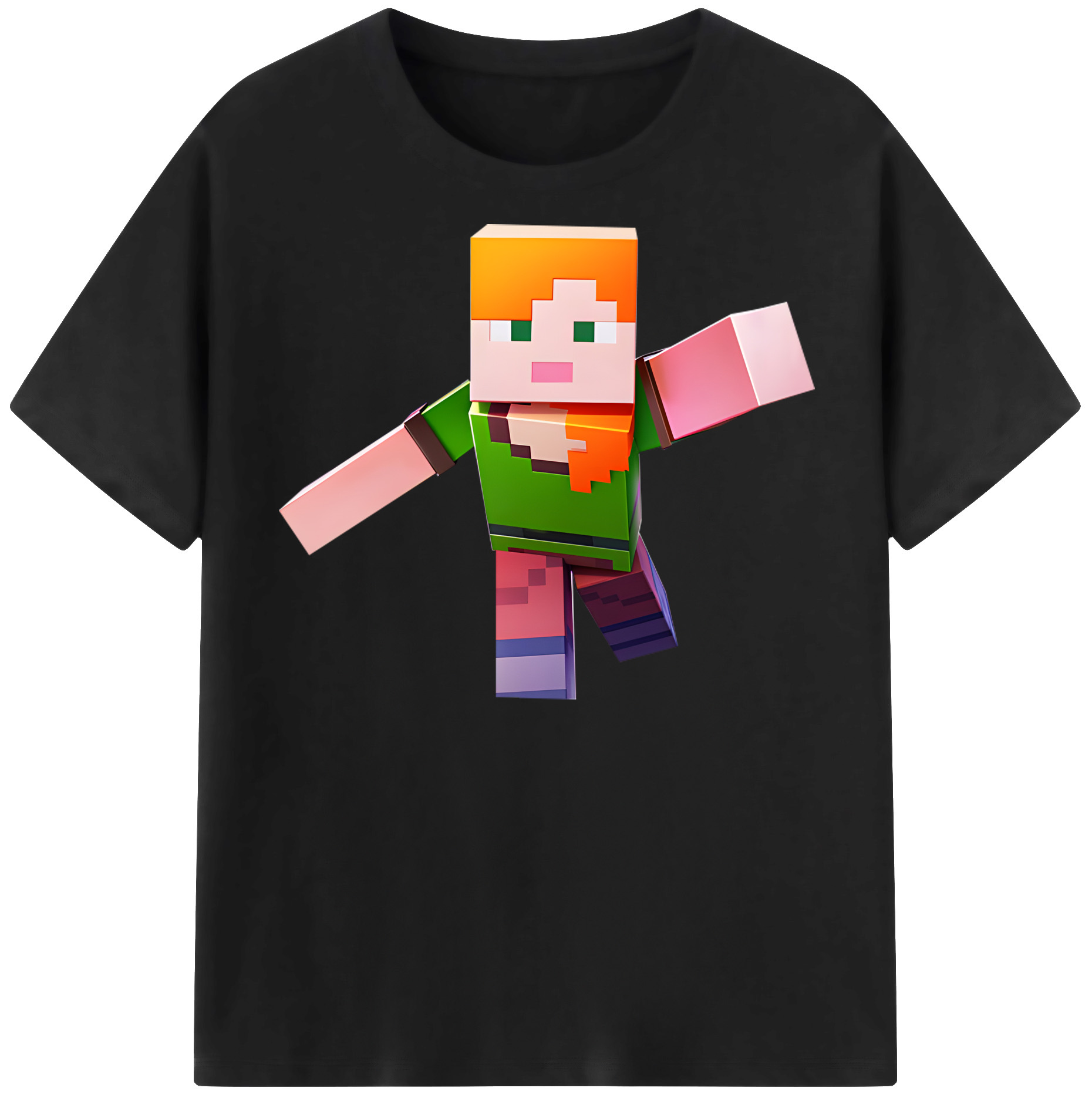 （画像用） マインクラフト ブロックの世界 Minecraft MC Block world 綿100％半袖Tシャツ（フロントプリント）