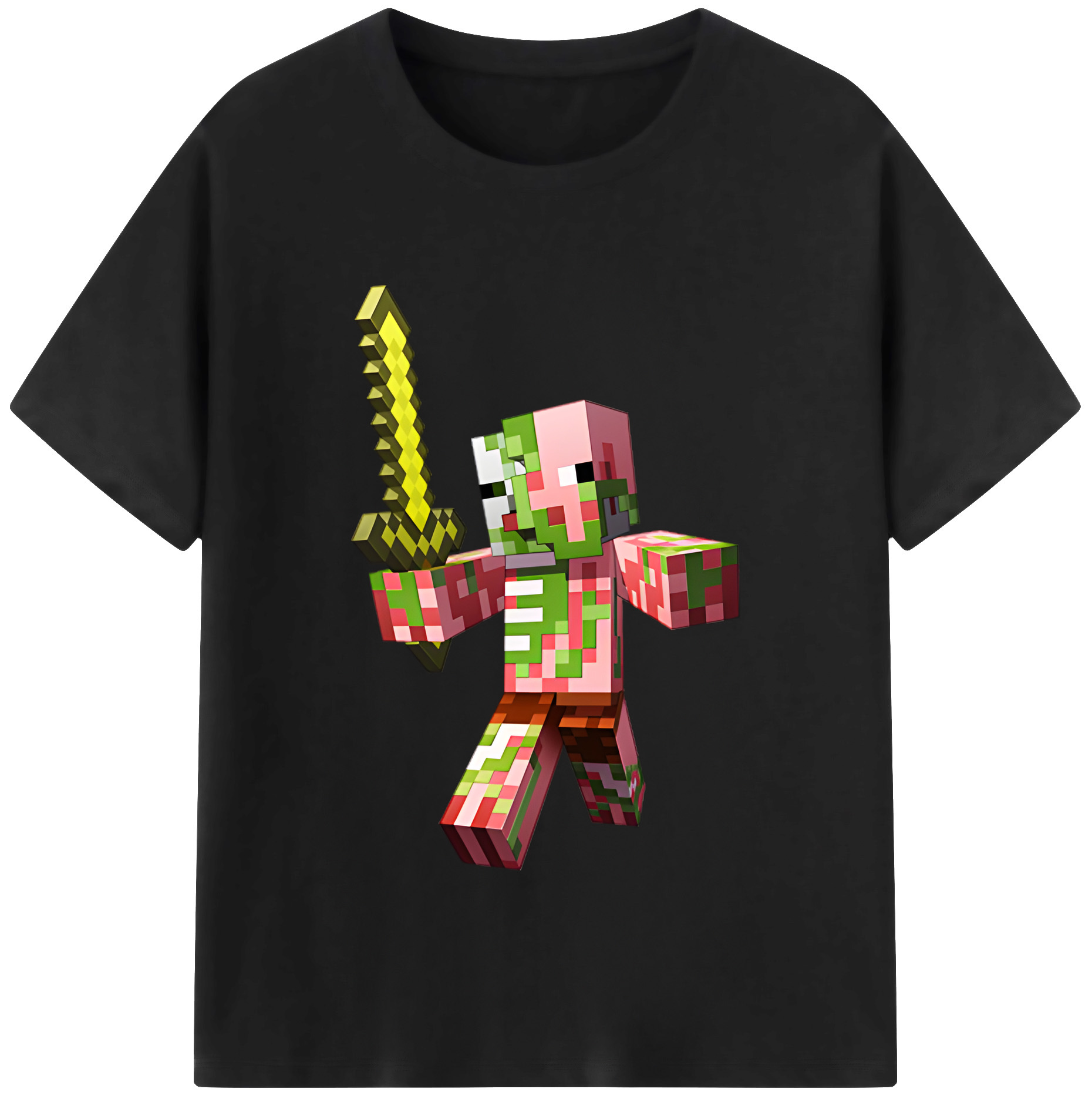 （画像用） マインクラフト ブロックの世界 Minecraft MC Block world 綿100％半袖Tシャツ（フロントプリント）