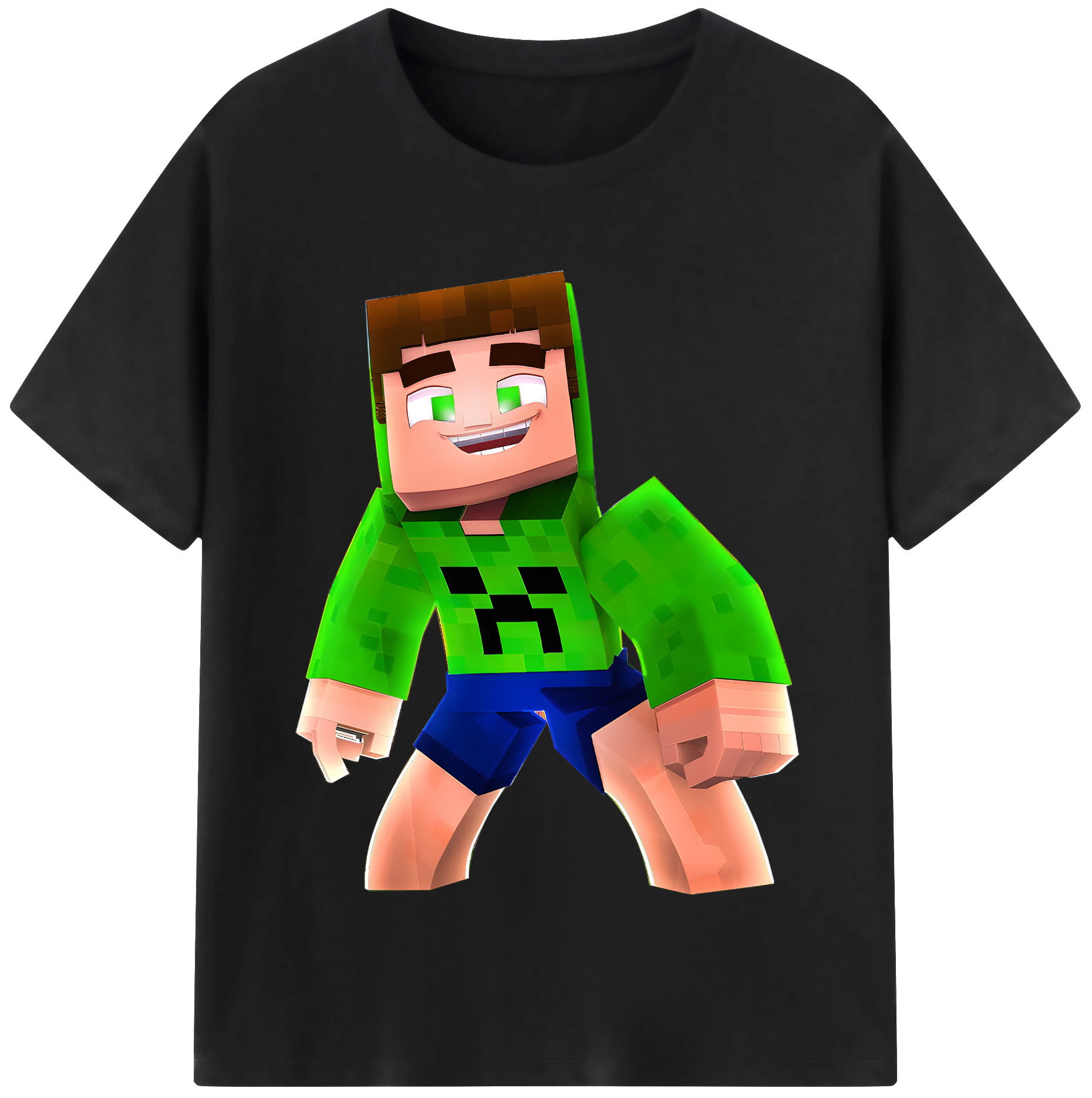 （画像用） マインクラフト ブロックの世界 Minecraft MC Block world 綿100％半袖Tシャツ（フロントプリント）