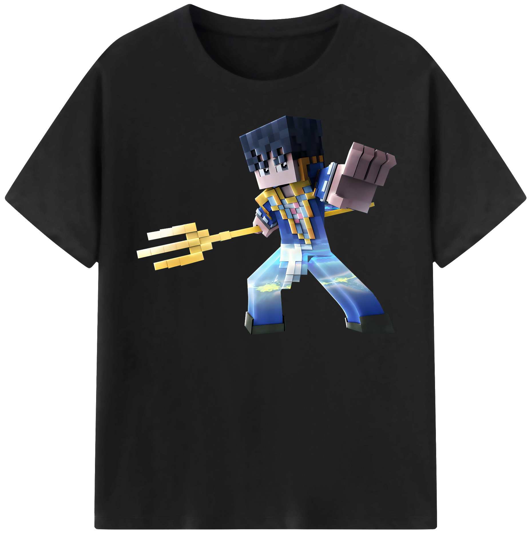 （画像用） マインクラフト ブロックの世界 Minecraft MC Block world 綿100％半袖Tシャツ（フロントプリント）