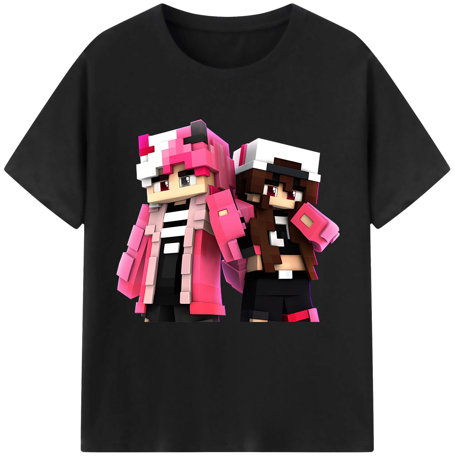 （画像用） マインクラフト ブロックの世界 Minecraft MC Block world 綿100％半袖Tシャツ（フロントプリント）