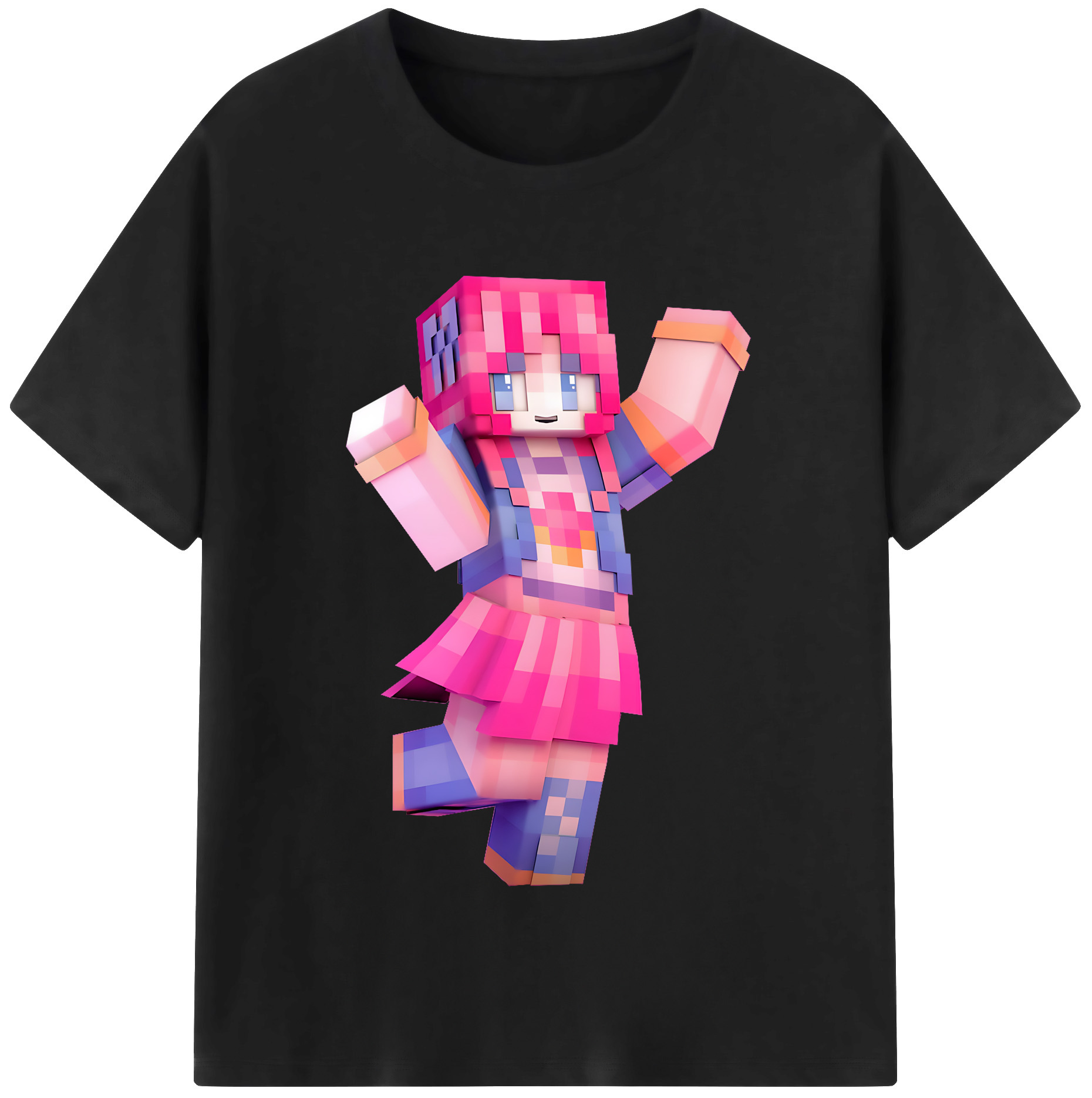 （画像用） マインクラフト ブロックの世界 Minecraft MC Block world 綿100％半袖Tシャツ（フロントプリント）