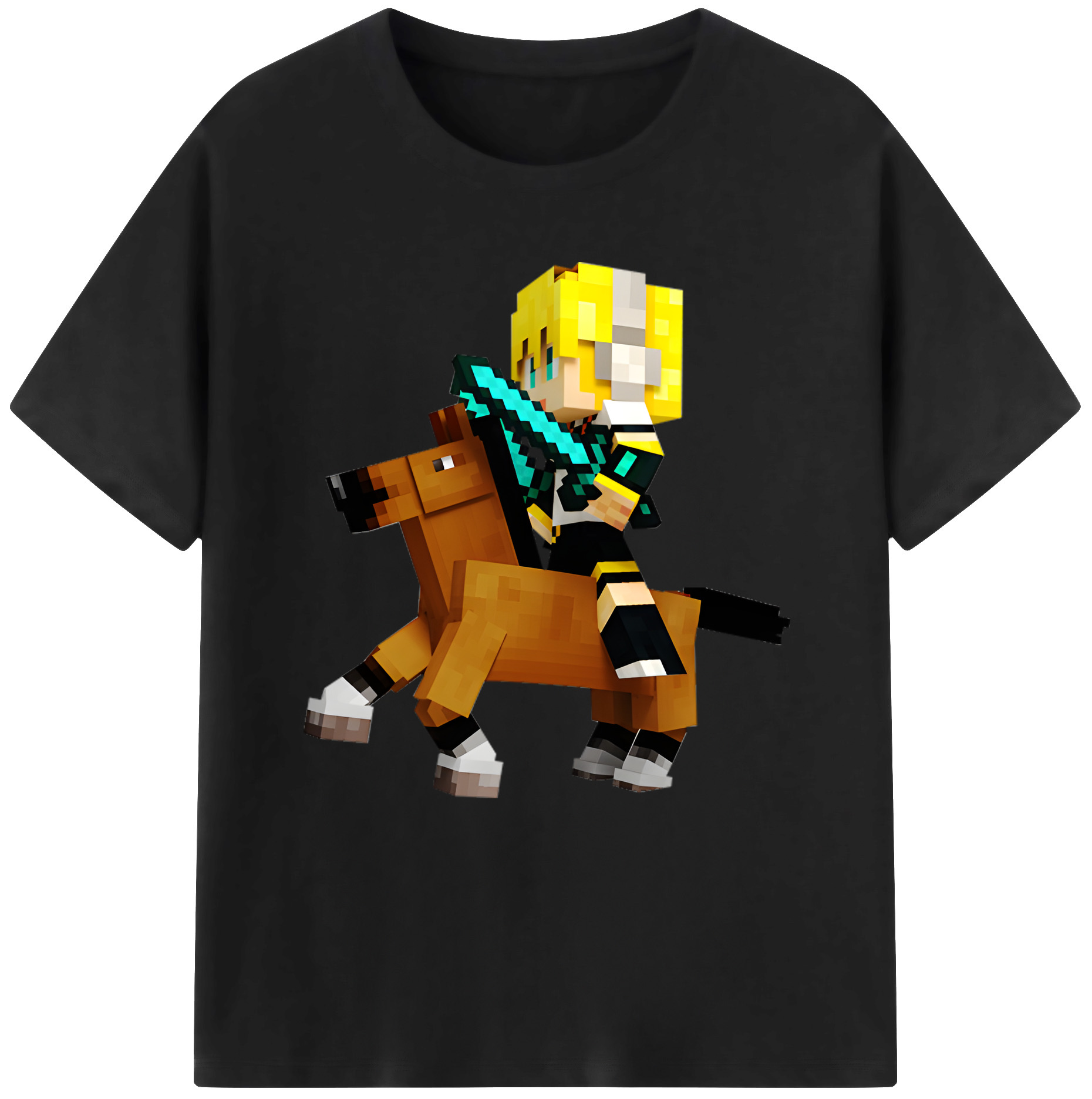（画像用） マインクラフト ブロックの世界 Minecraft MC Block world 綿100％半袖Tシャツ（フロントプリント）