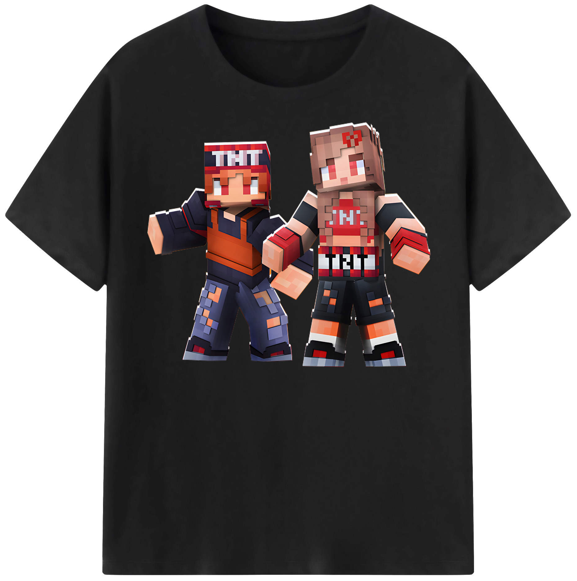 （画像用） マインクラフト ブロックの世界 Minecraft MC Block world 綿100％半袖Tシャツ（フロントプリント）