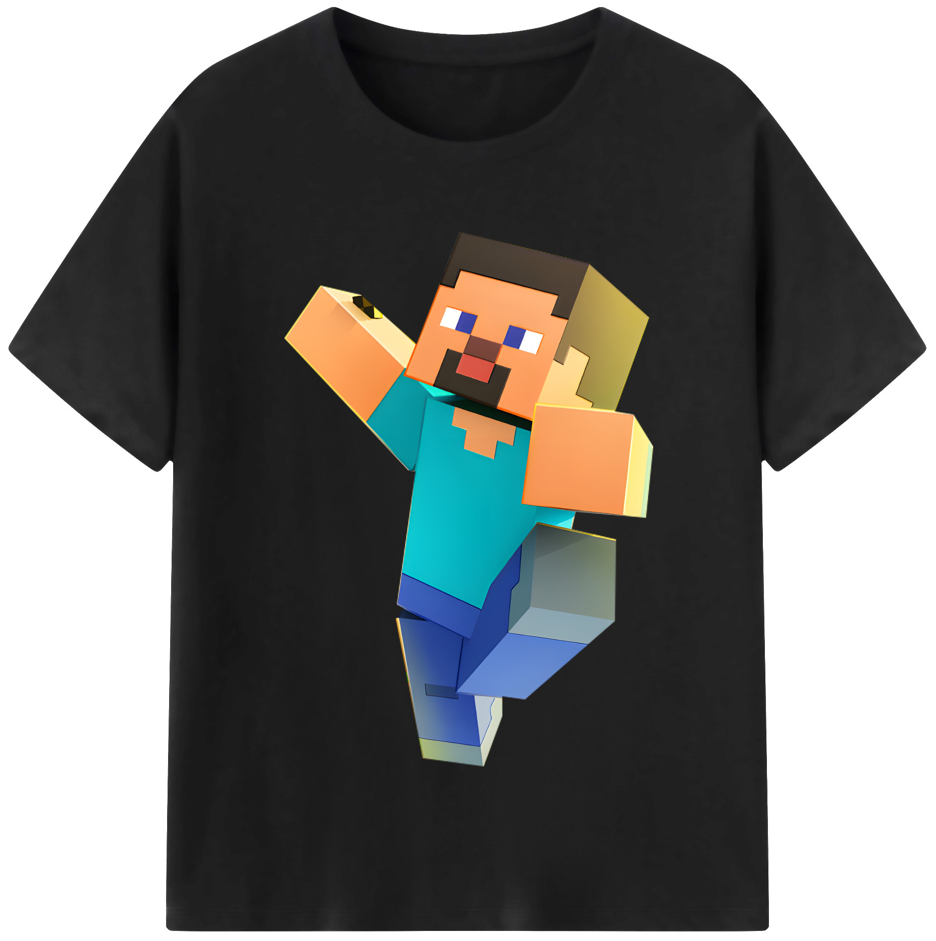 （画像用） マインクラフト ブロックの世界 Minecraft MC Block world 綿100％半袖Tシャツ（フロントプリント）