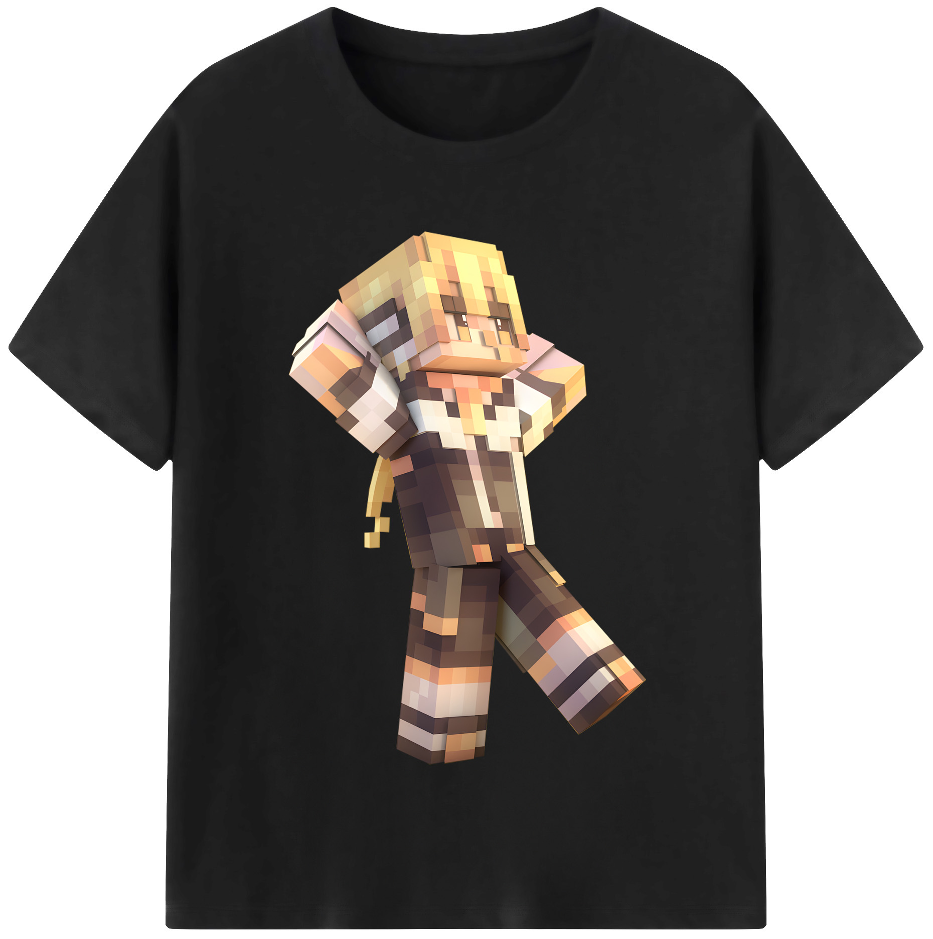 （画像用） マインクラフト ブロックの世界 Minecraft MC Block world 綿100％半袖Tシャツ（フロントプリント）
