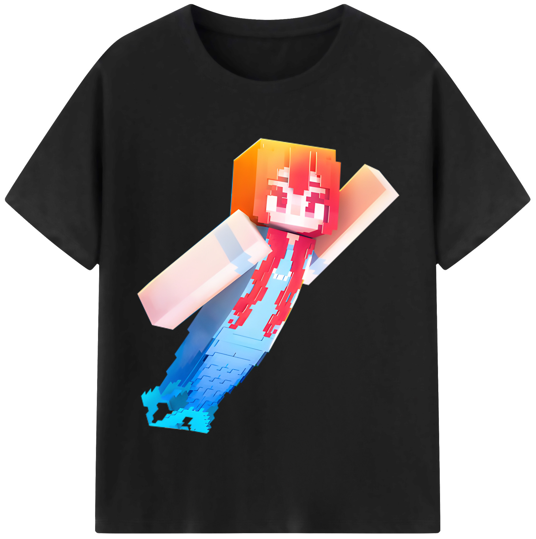 （画像用） マインクラフト ブロックの世界 Minecraft MC Block world 綿100％半袖Tシャツ（フロントプリント）