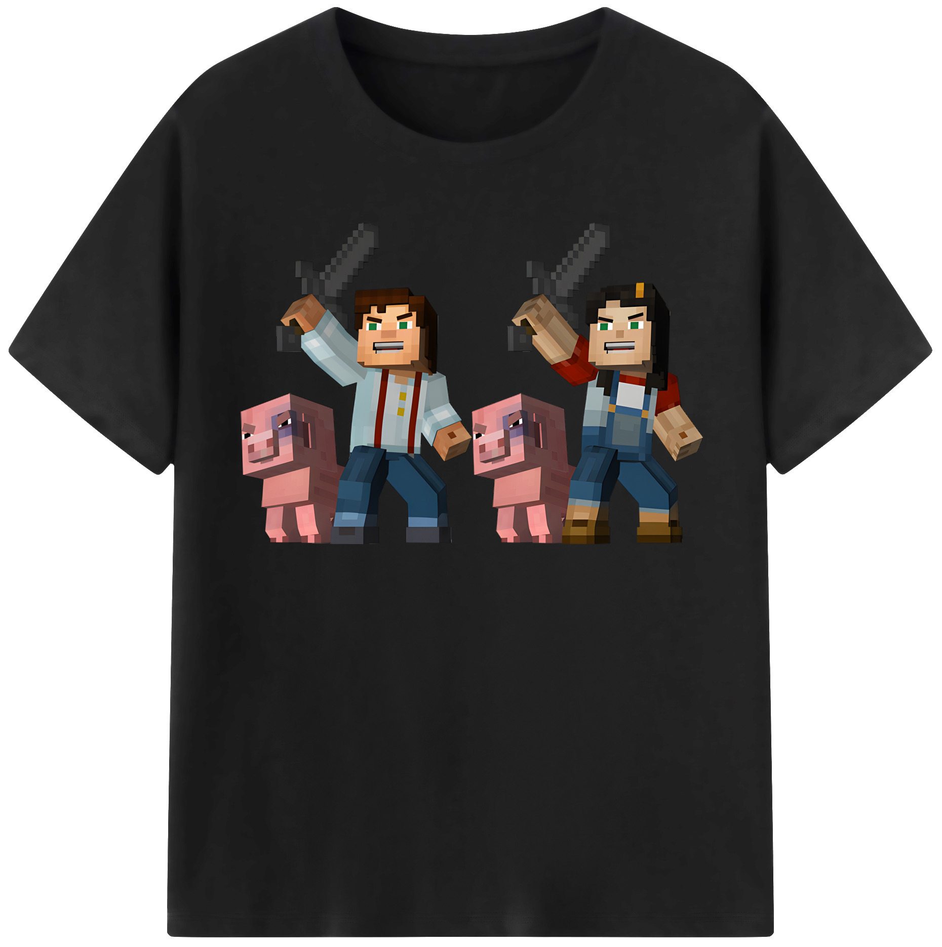 （画像用） マインクラフト ブロックの世界 Minecraft MC Block world 綿100％半袖Tシャツ（フロントプリント）