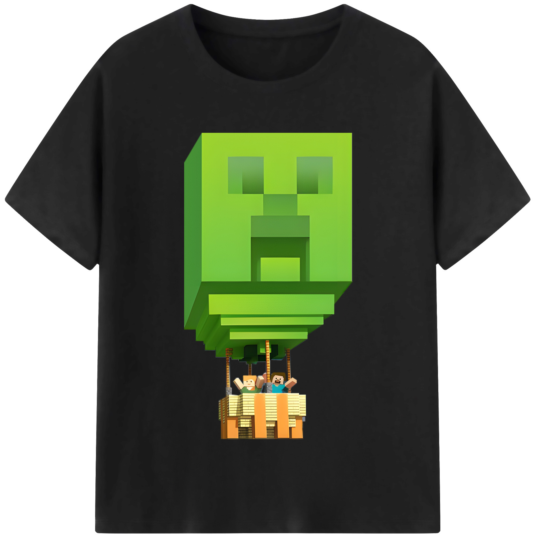（画像用） マインクラフト ブロックの世界 Minecraft MC Block world 綿100％半袖Tシャツ（フロントプリント）