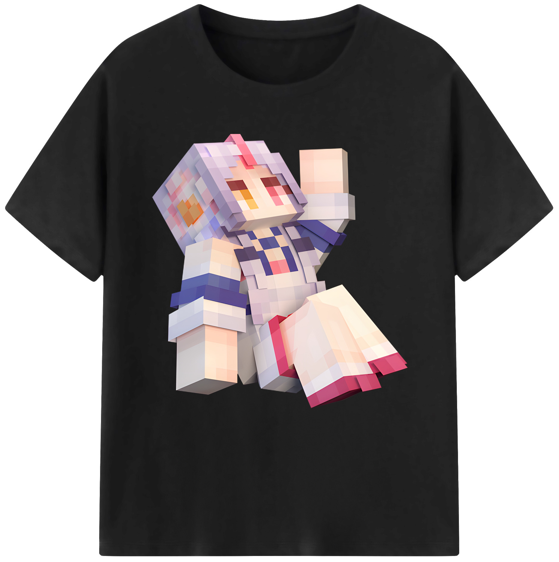 （画像用） マインクラフト ブロックの世界 Minecraft MC Block world 綿100％半袖Tシャツ（フロントプリント）