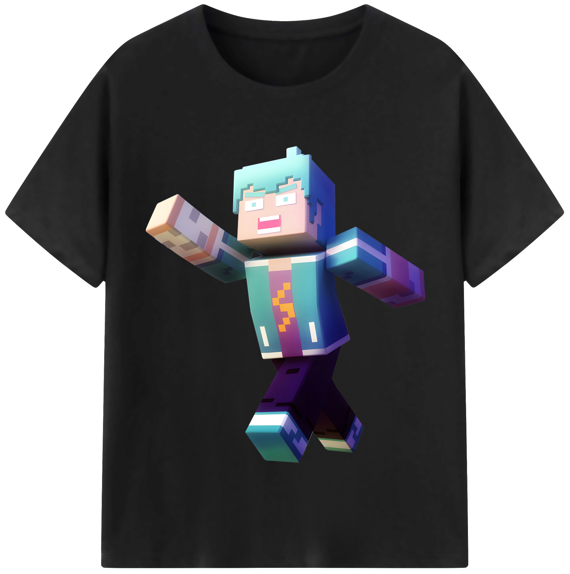 （画像用） マインクラフト ブロックの世界 Minecraft MC Block world 綿100％半袖Tシャツ（フロントプリント）