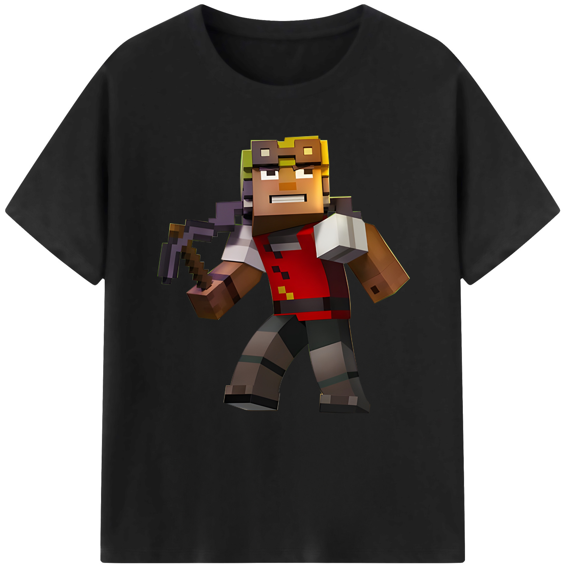 （画像用） マインクラフト ブロックの世界 Minecraft MC Block world 綿100％半袖Tシャツ（フロントプリント）