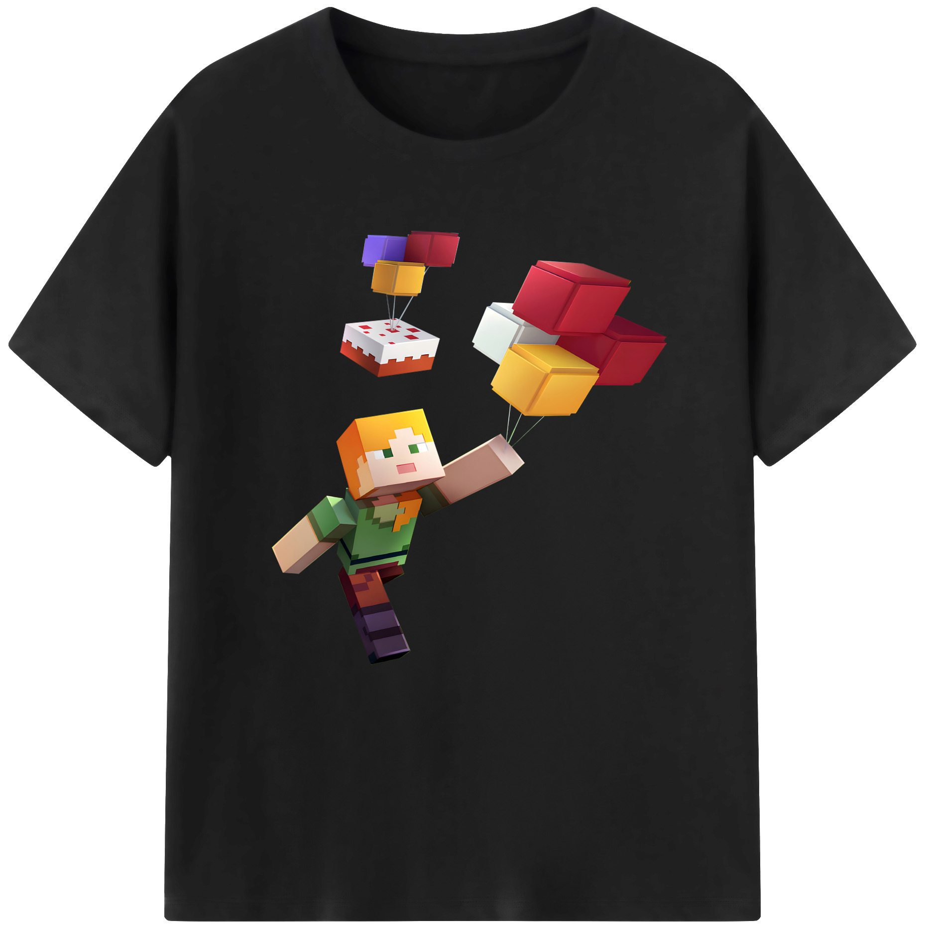 （画像用） マインクラフト ブロックの世界 Minecraft MC Block world 綿100％半袖Tシャツ（フロントプリント）