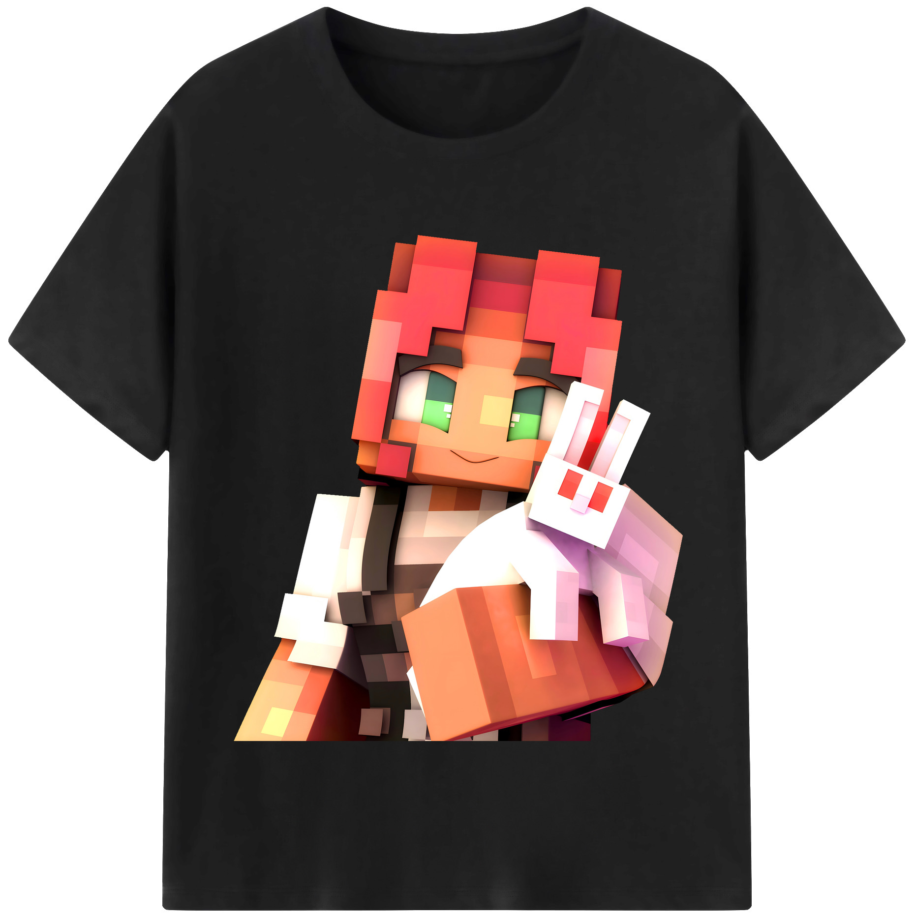 （画像用） マインクラフト ブロックの世界 Minecraft MC Block world 綿100％半袖Tシャツ（フロントプリント）