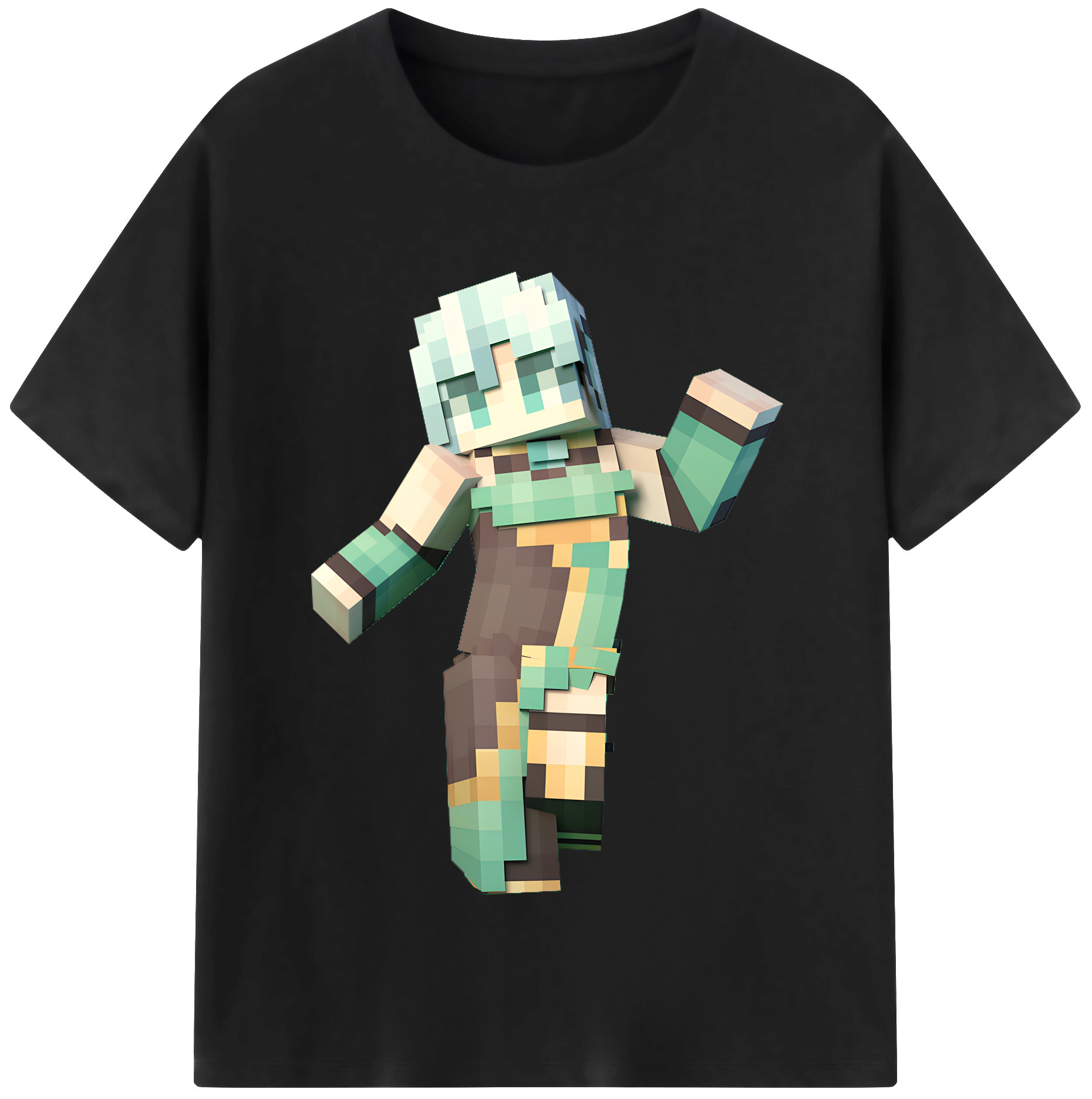 （画像用） マインクラフト ブロックの世界 Minecraft MC Block world 綿100％半袖Tシャツ（フロントプリント）