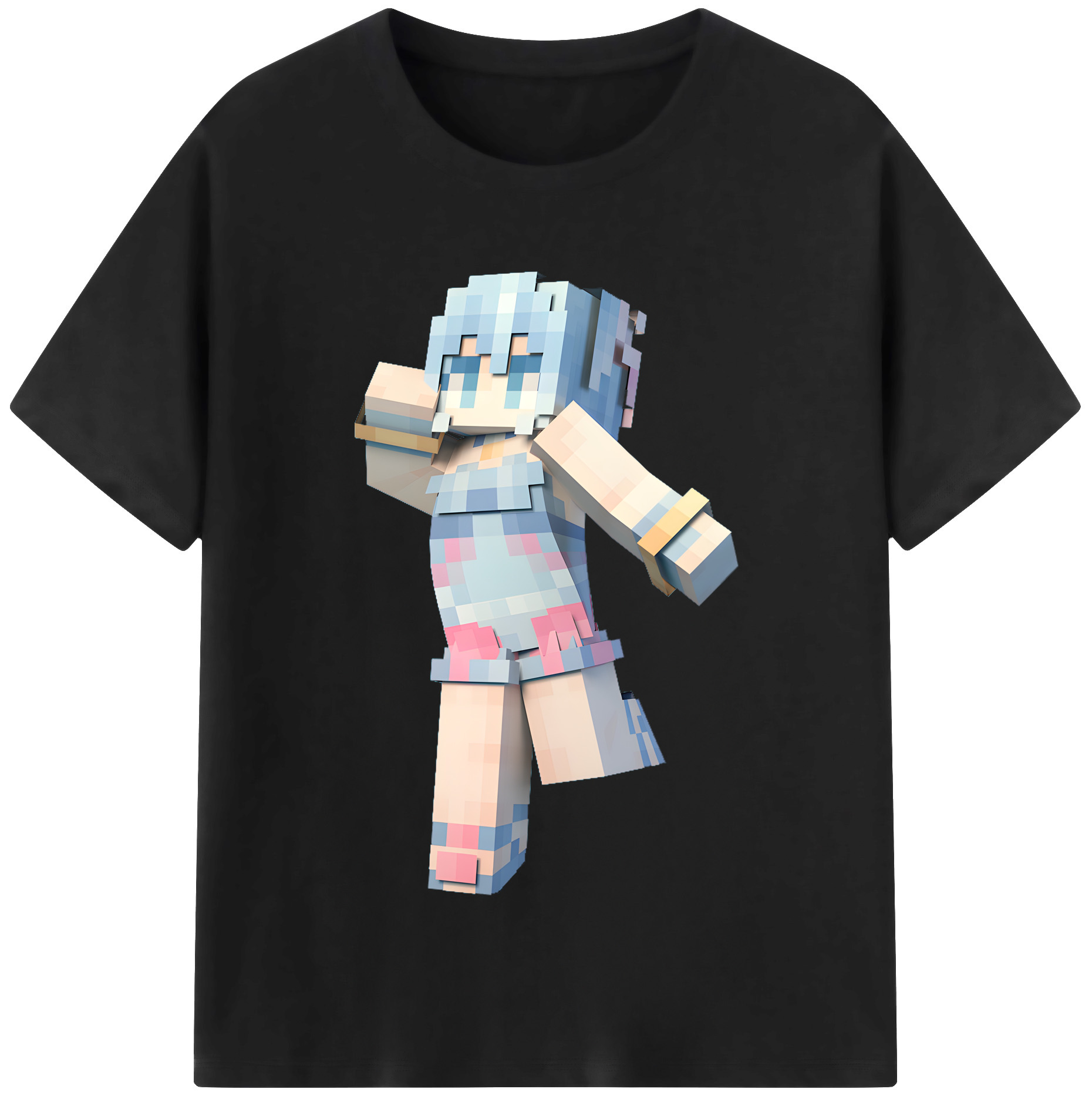 （画像用） マインクラフト ブロックの世界 Minecraft MC Block world 綿100％半袖Tシャツ（フロントプリント）
