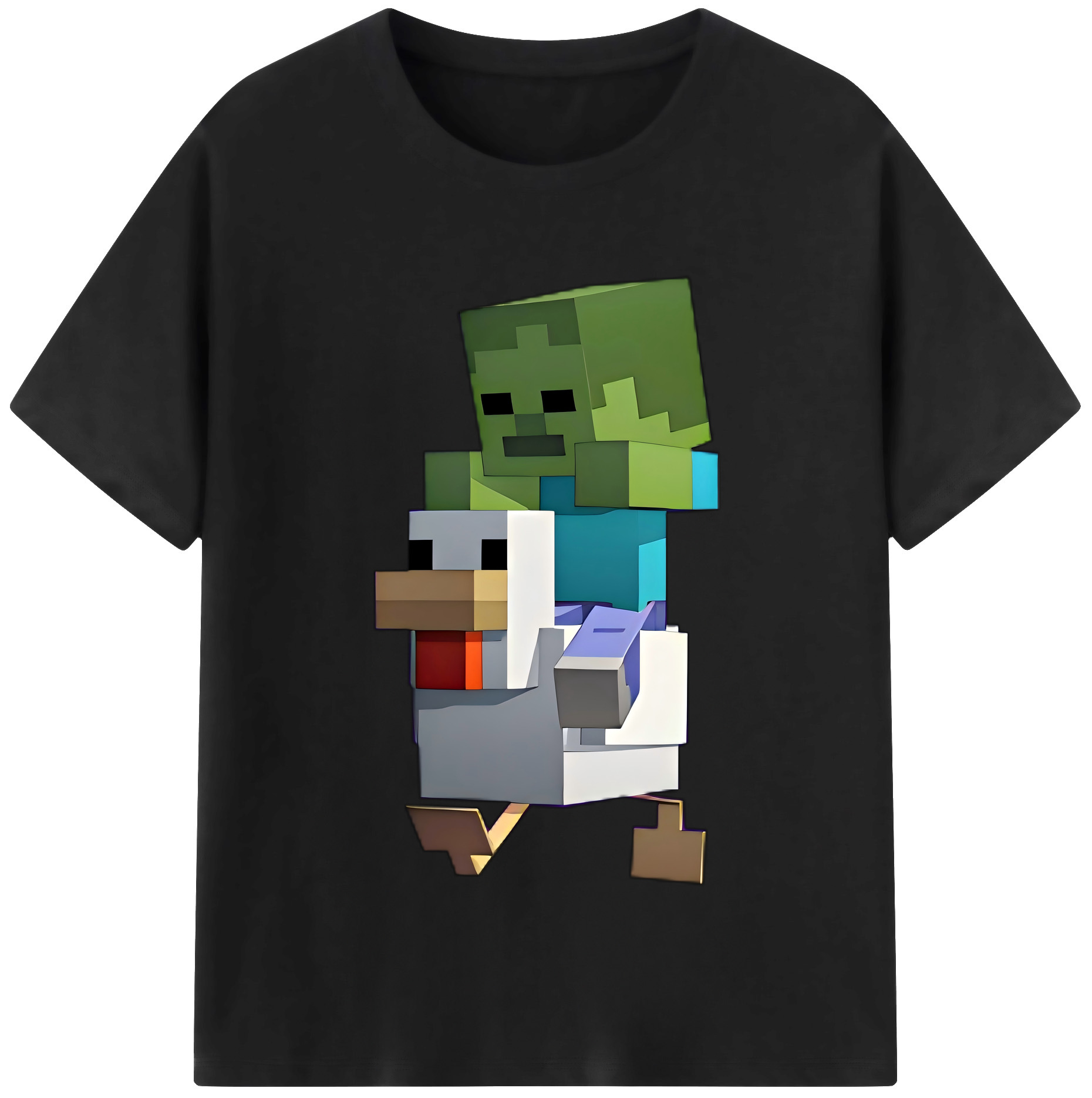 （画像用） マインクラフト ブロックの世界 Minecraft MC Block world 綿100％半袖Tシャツ（フロントプリント）