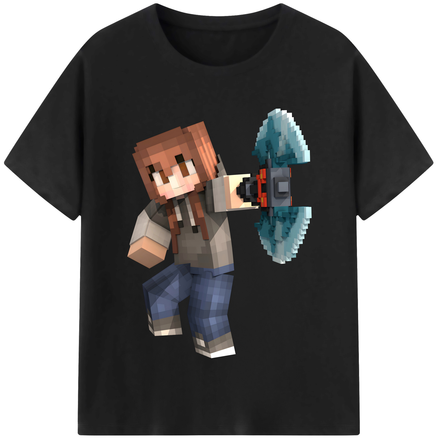 （画像用） マインクラフト ブロックの世界 Minecraft MC Block world 綿100％半袖Tシャツ（フロントプリント）