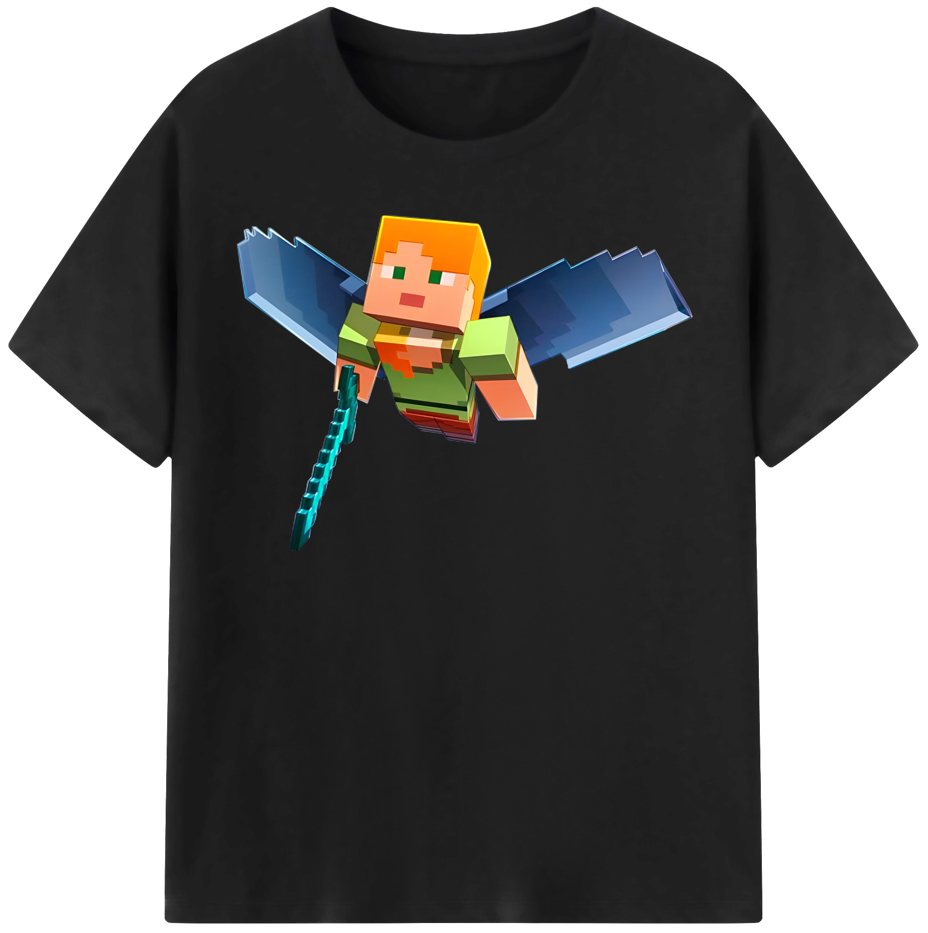 （画像用） マインクラフト ブロックの世界 Minecraft MC Block world 綿100％半袖Tシャツ（フロントプリント）