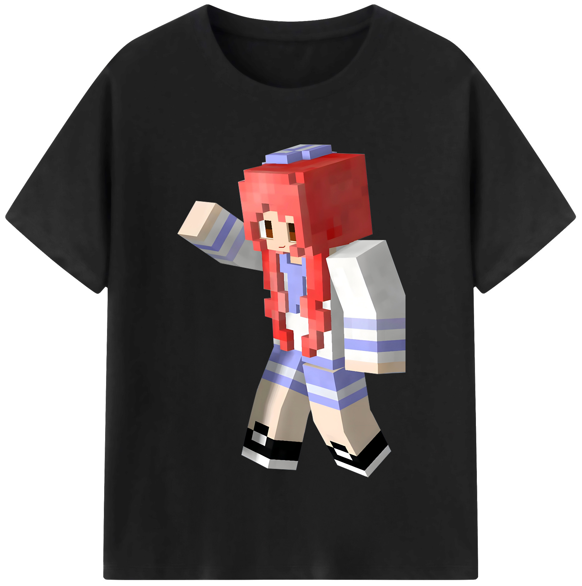 （画像用） マインクラフト ブロックの世界 Minecraft MC Block world 綿100％半袖Tシャツ（フロントプリント）