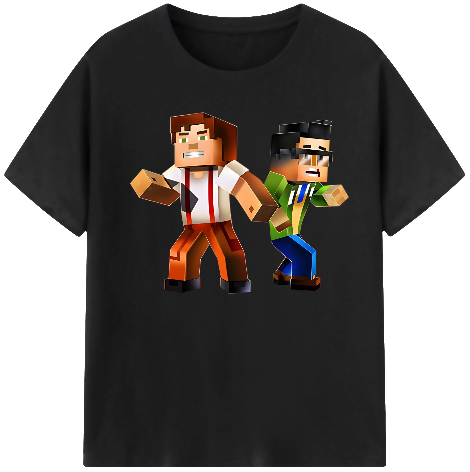 （画像用） マインクラフト ブロックの世界 Minecraft MC Block world 綿100％半袖Tシャツ（フロントプリント）