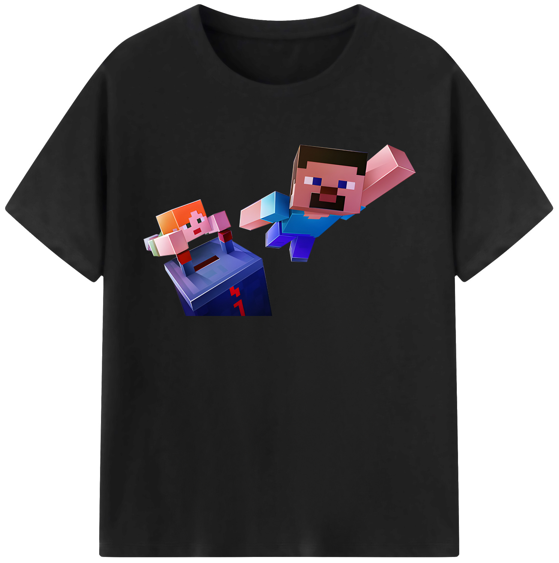 （画像用） マインクラフト ブロックの世界 Minecraft MC Block world 綿100％半袖Tシャツ（フロントプリント）