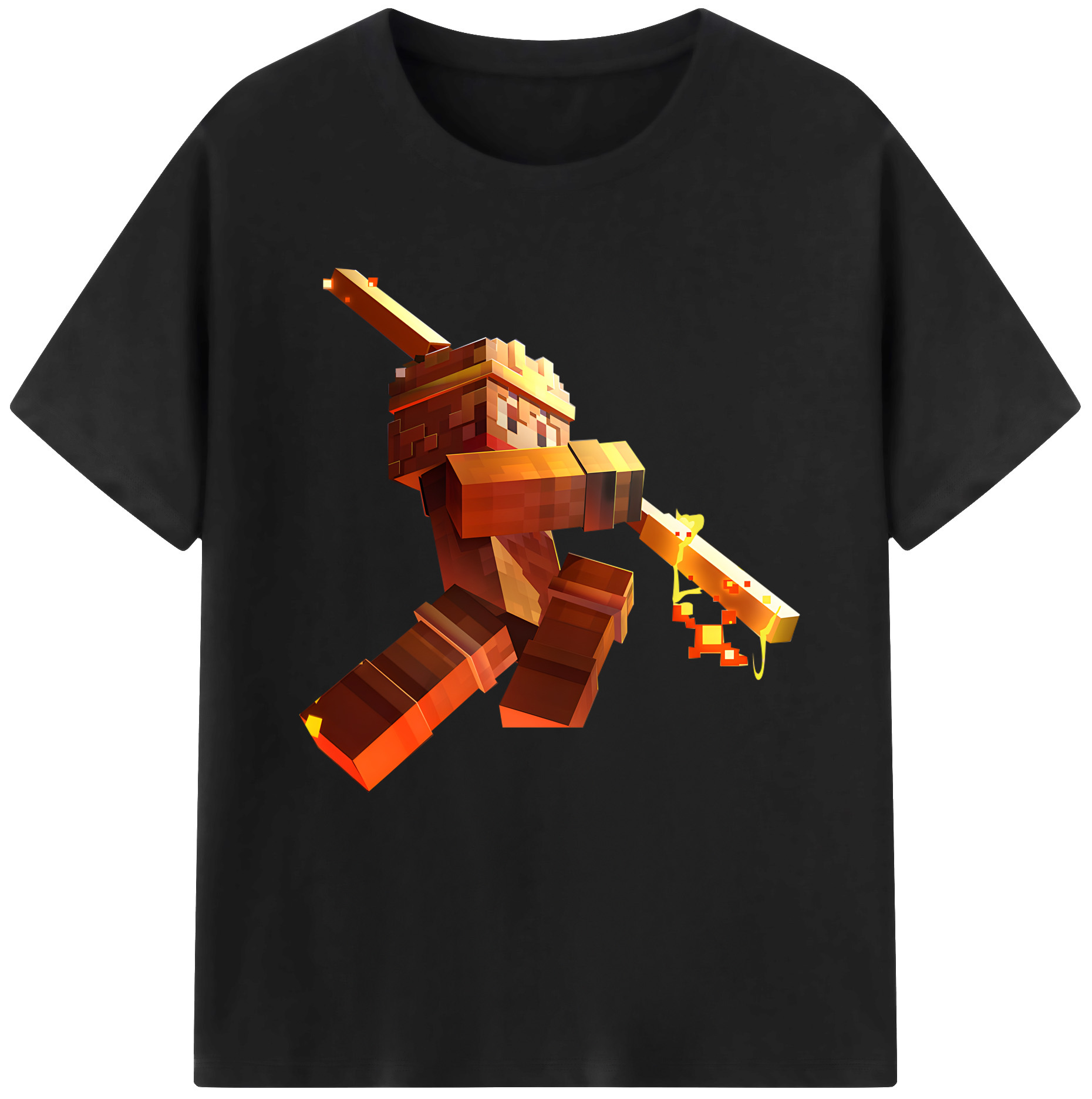 （画像用） マインクラフト ブロックの世界 Minecraft MC Block world 綿100％半袖Tシャツ（フロントプリント）