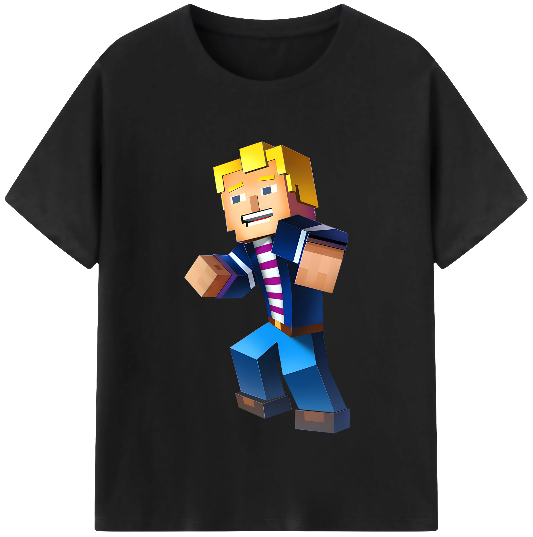 （画像用） マインクラフト ブロックの世界 Minecraft MC Block world 綿100％半袖Tシャツ（フロントプリント）