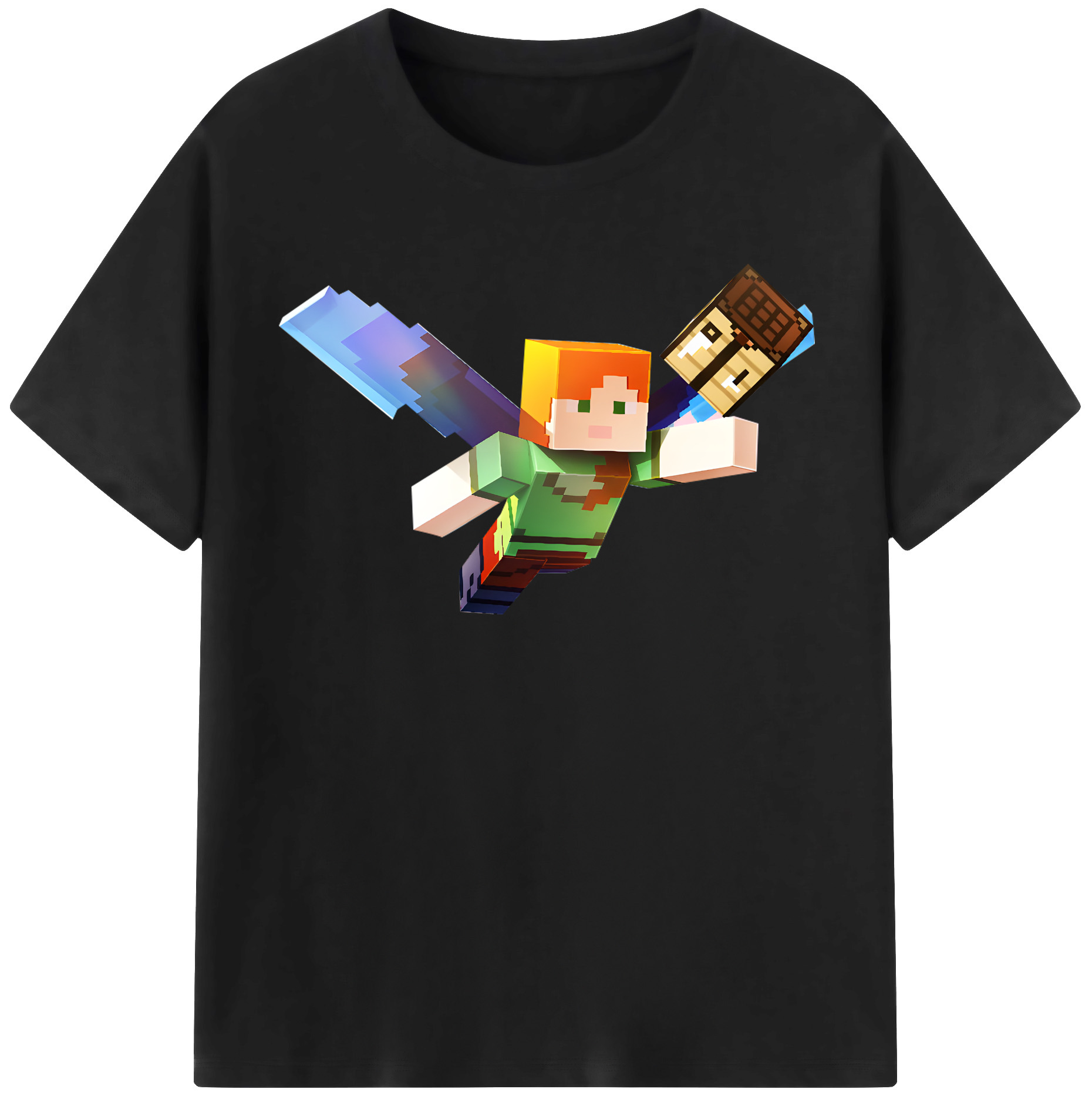 （画像用） マインクラフト ブロックの世界 Minecraft MC Block world 綿100％半袖Tシャツ（フロントプリント）