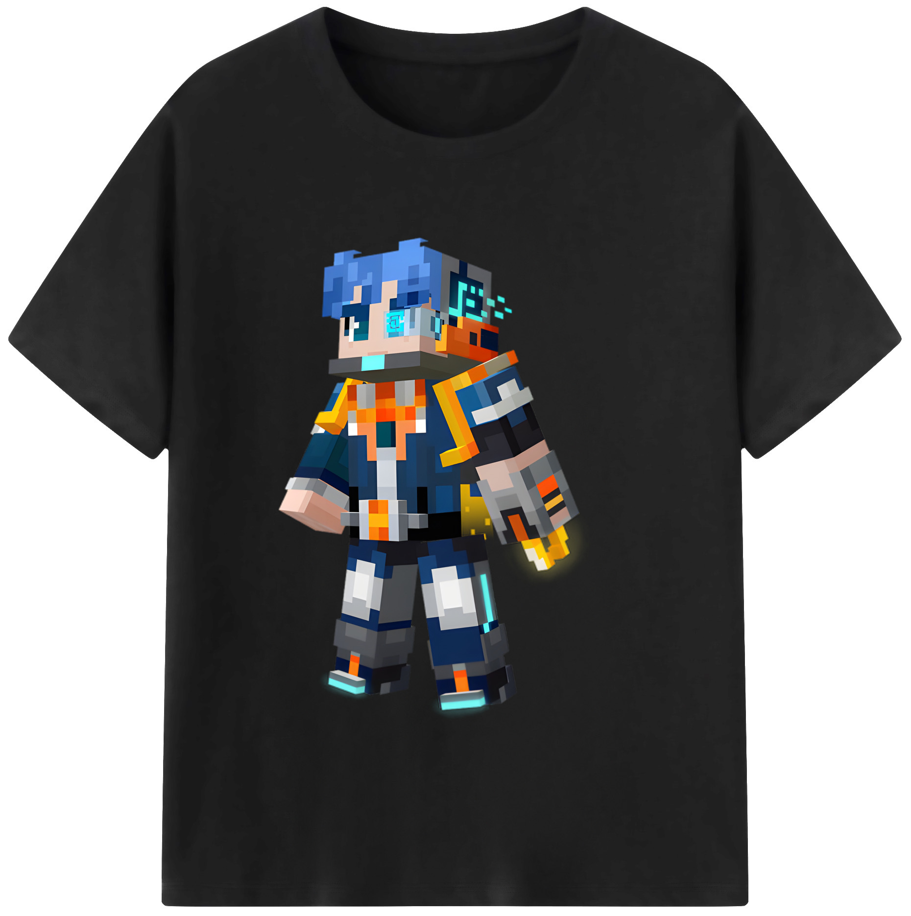 （画像用） マインクラフト ブロックの世界 Minecraft MC Block world 綿100％半袖Tシャツ（フロントプリント）