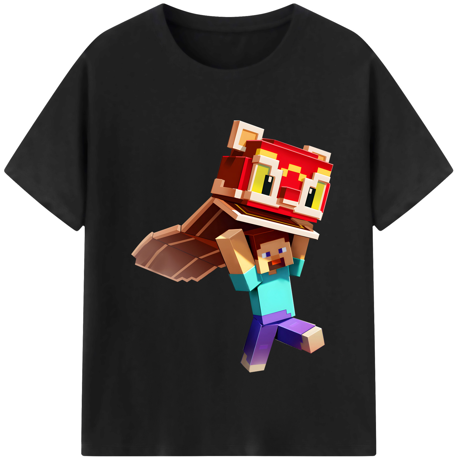 （画像用） マインクラフト ブロックの世界 Minecraft MC Block world 綿100％半袖Tシャツ（フロントプリント）