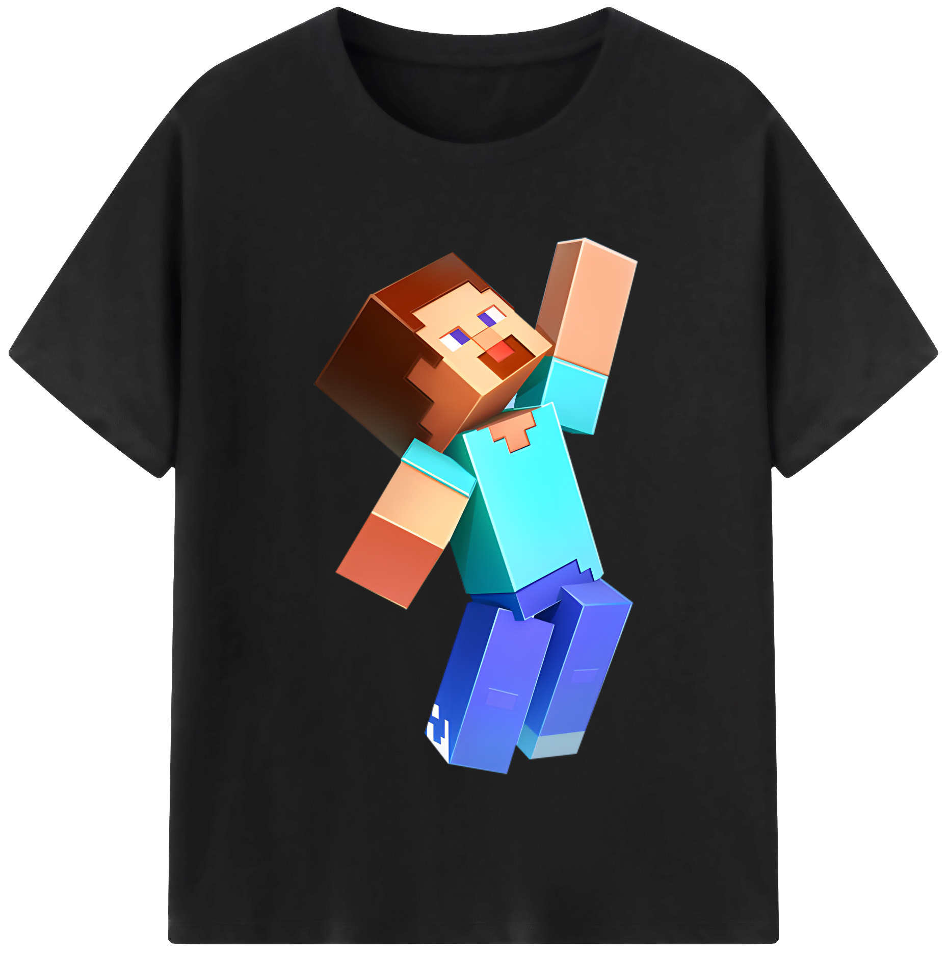 （画像用） マインクラフト ブロックの世界 Minecraft MC Block world 綿100％半袖Tシャツ（フロントプリント）